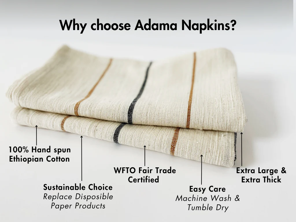 Adama Handwoven Ethiopian Cotton Napkins | Set of 2 - Image 2