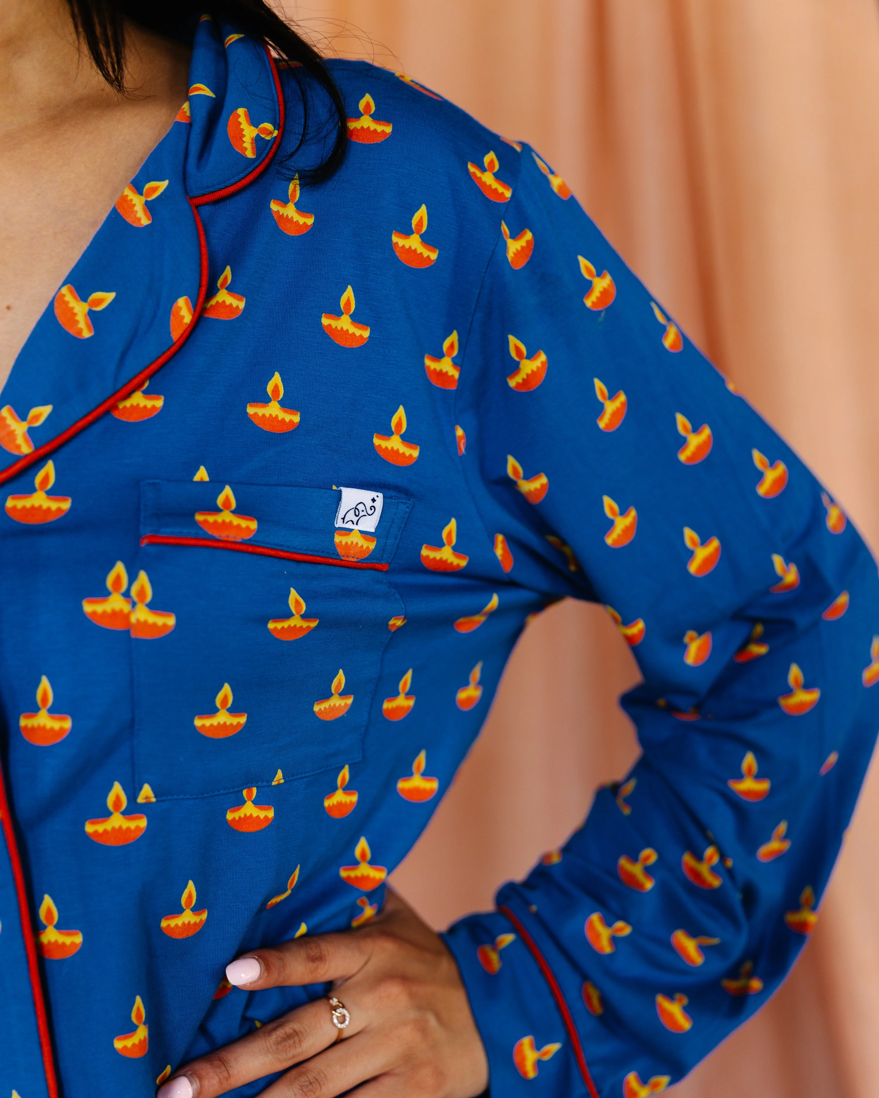 Adult Long Sleeve Button-Down Top – Blue Diya - Image 5