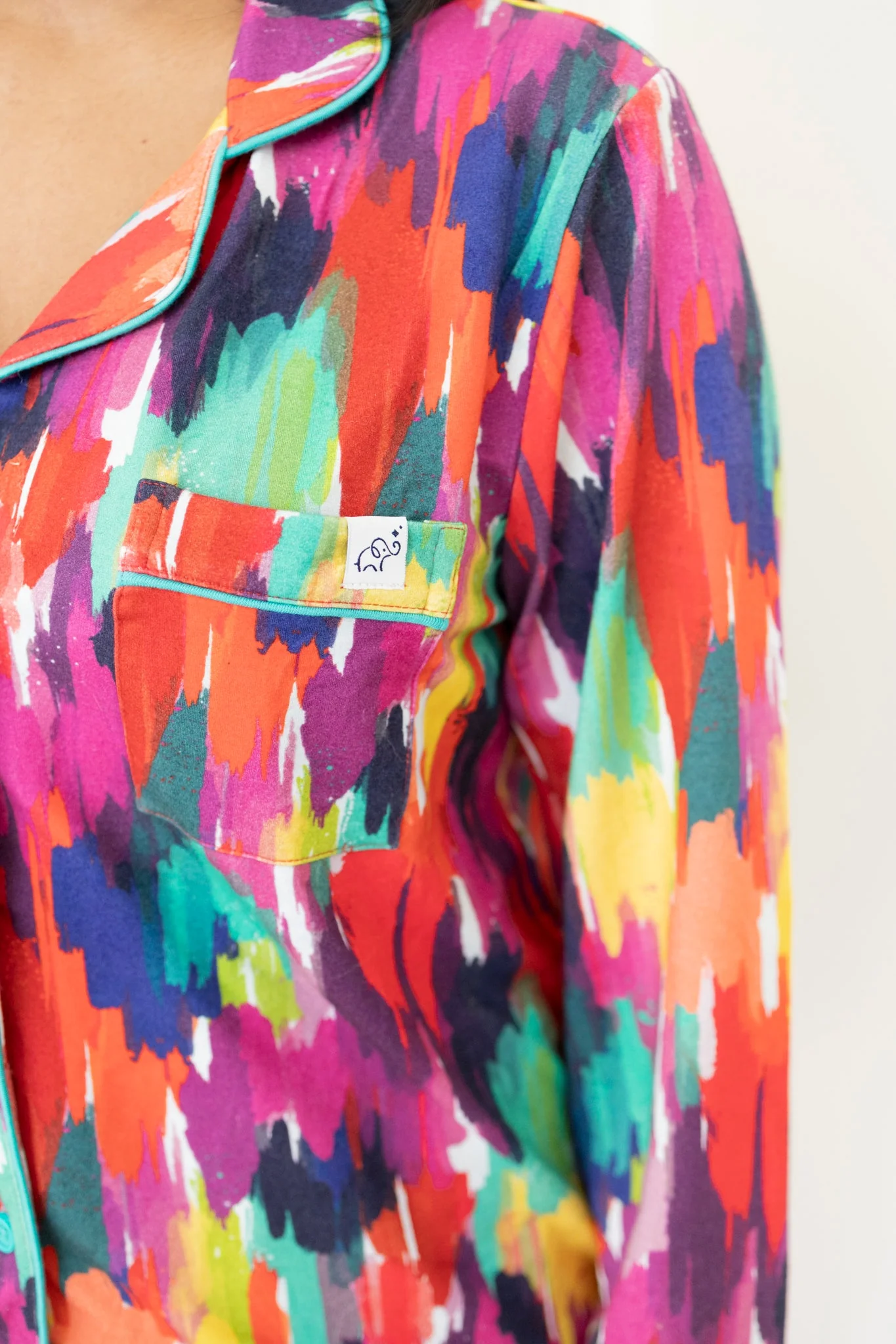 Adult Long Sleeve Button-Down Top – Holi Hues - Image 3
