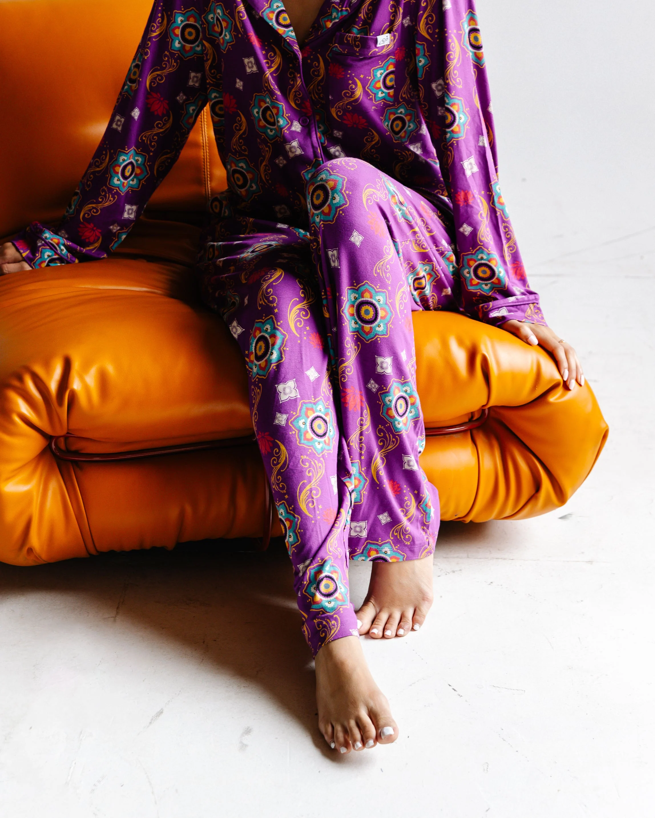 Adult Unisex Pajama Pants – Purple Rangoli - Image 3
