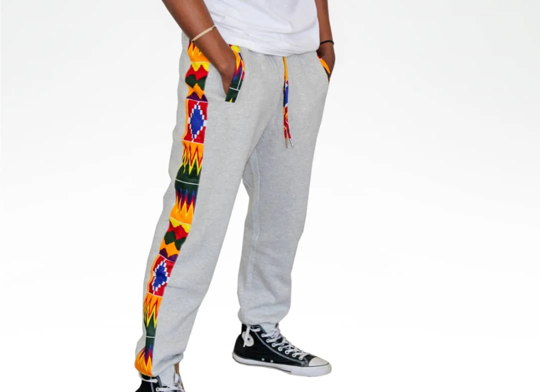 African print joggers | Grey sweatpants - Image 4