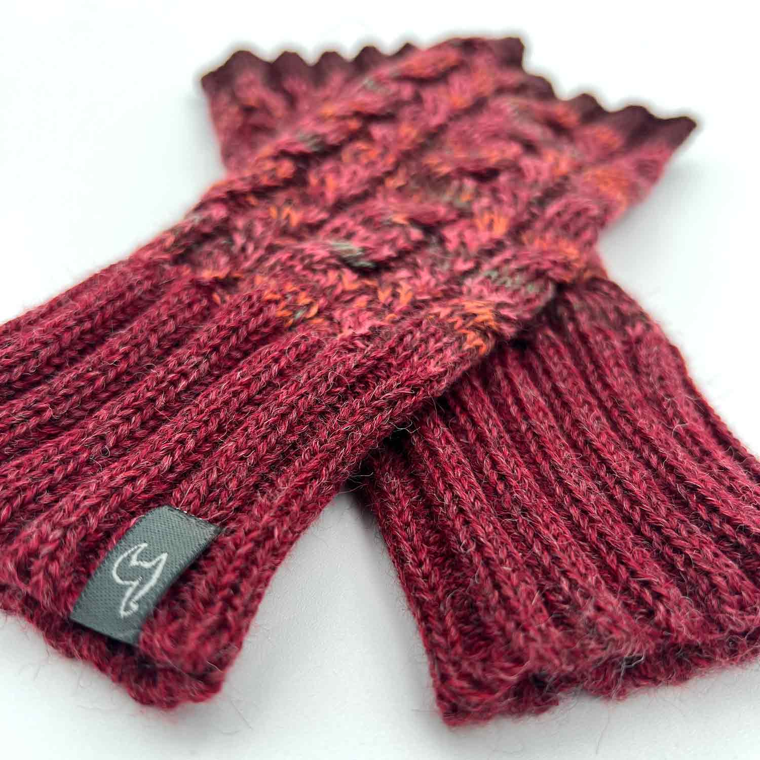 Alpaca Gloves - Braided - Scarlet - Image 2