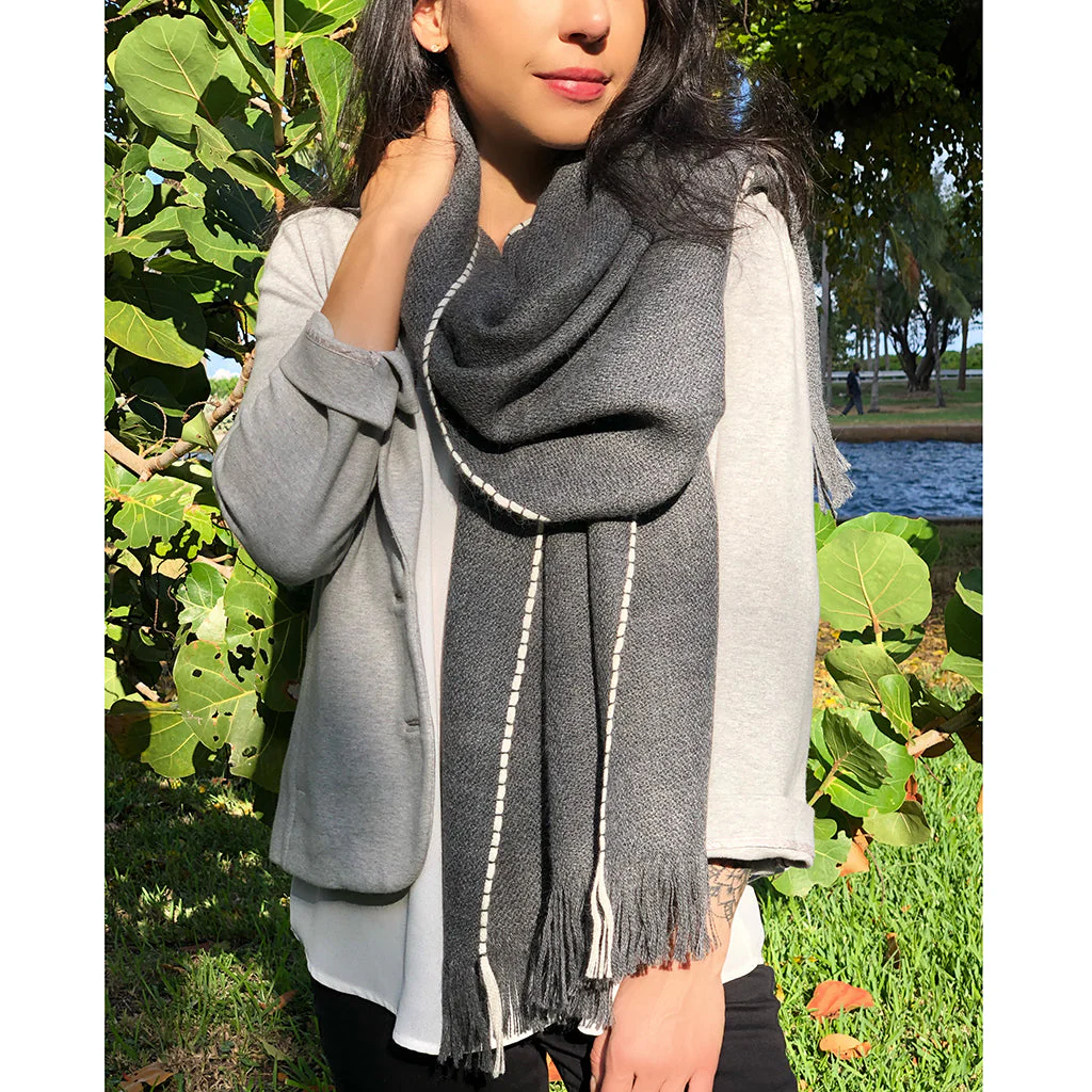 Andes Charcoal Baby Alpaca Scarf - Image 2