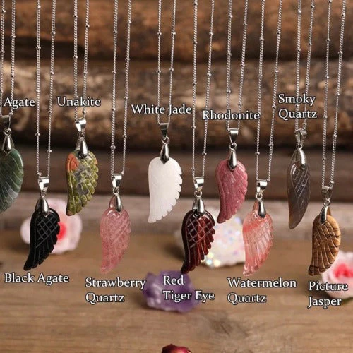 Angel Wing Crystal Necklace-Gemstone silver necklace - Image 2