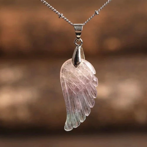 Angel Wing Crystal Necklace-Gemstone silver necklace - Image 3