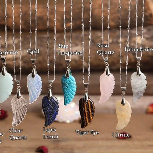 Angel Wing Crystal Necklace-Gemstone silver necklace - Image 4