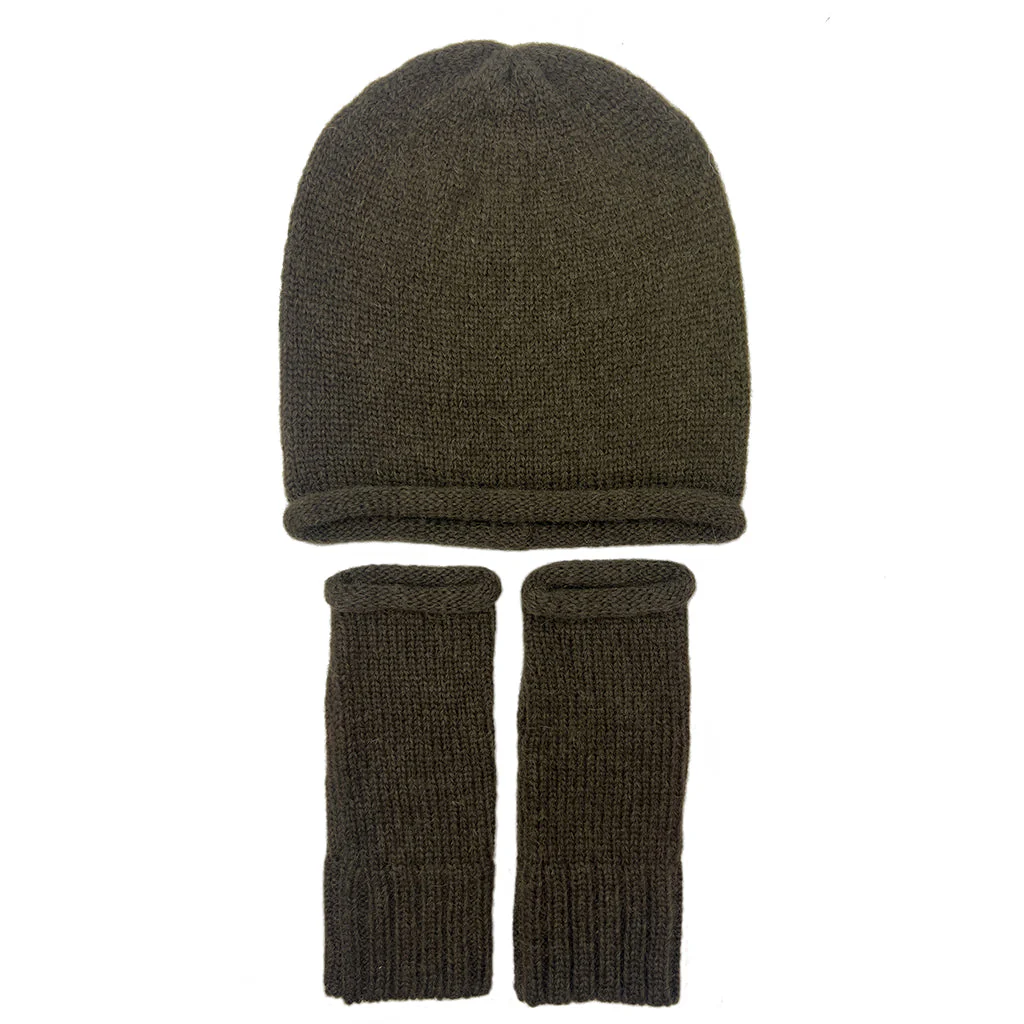 Army Green Essential Knit Alpaca Gloves - Image 2