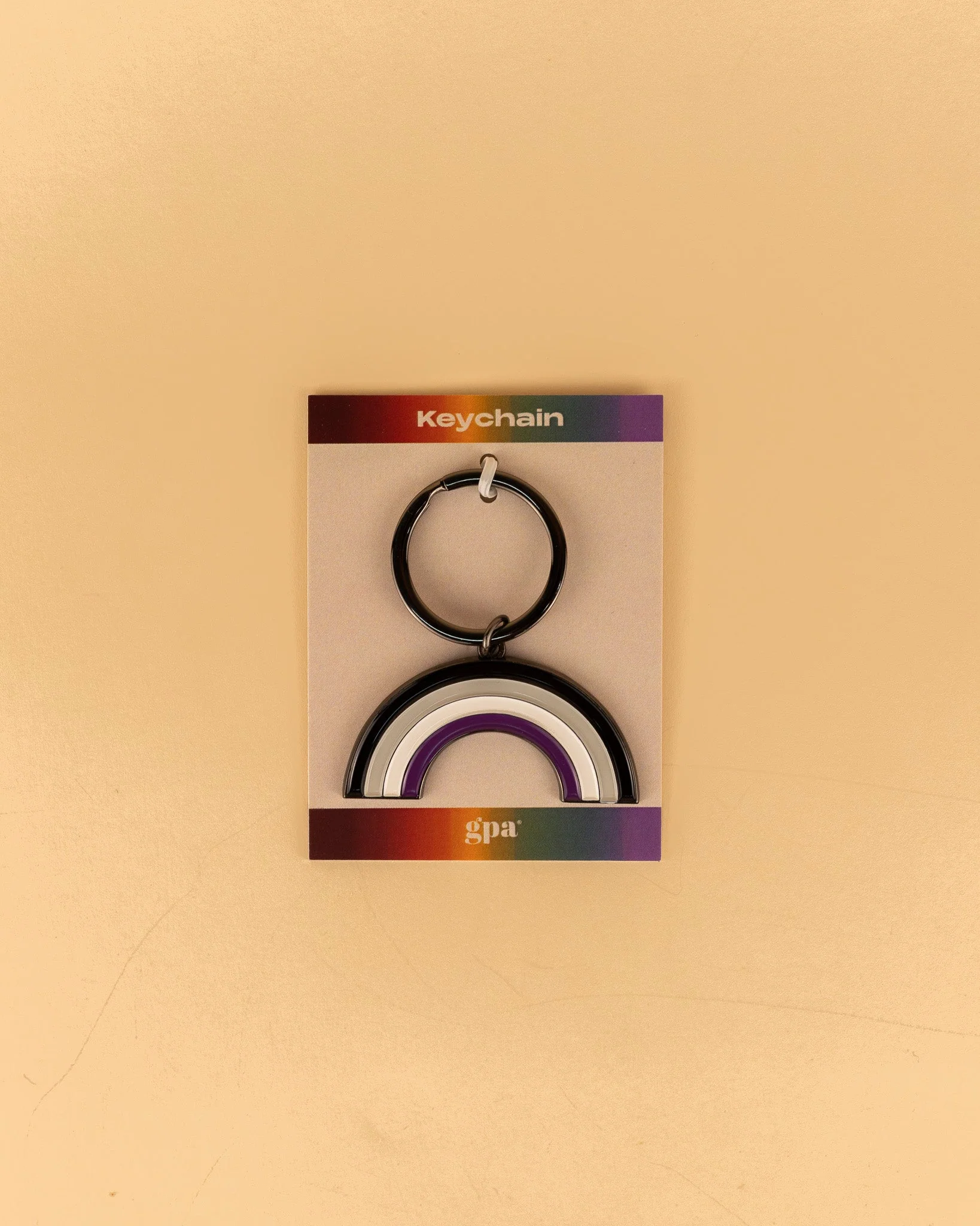 Asexual Rainbow Enamel Keychain - Image 2