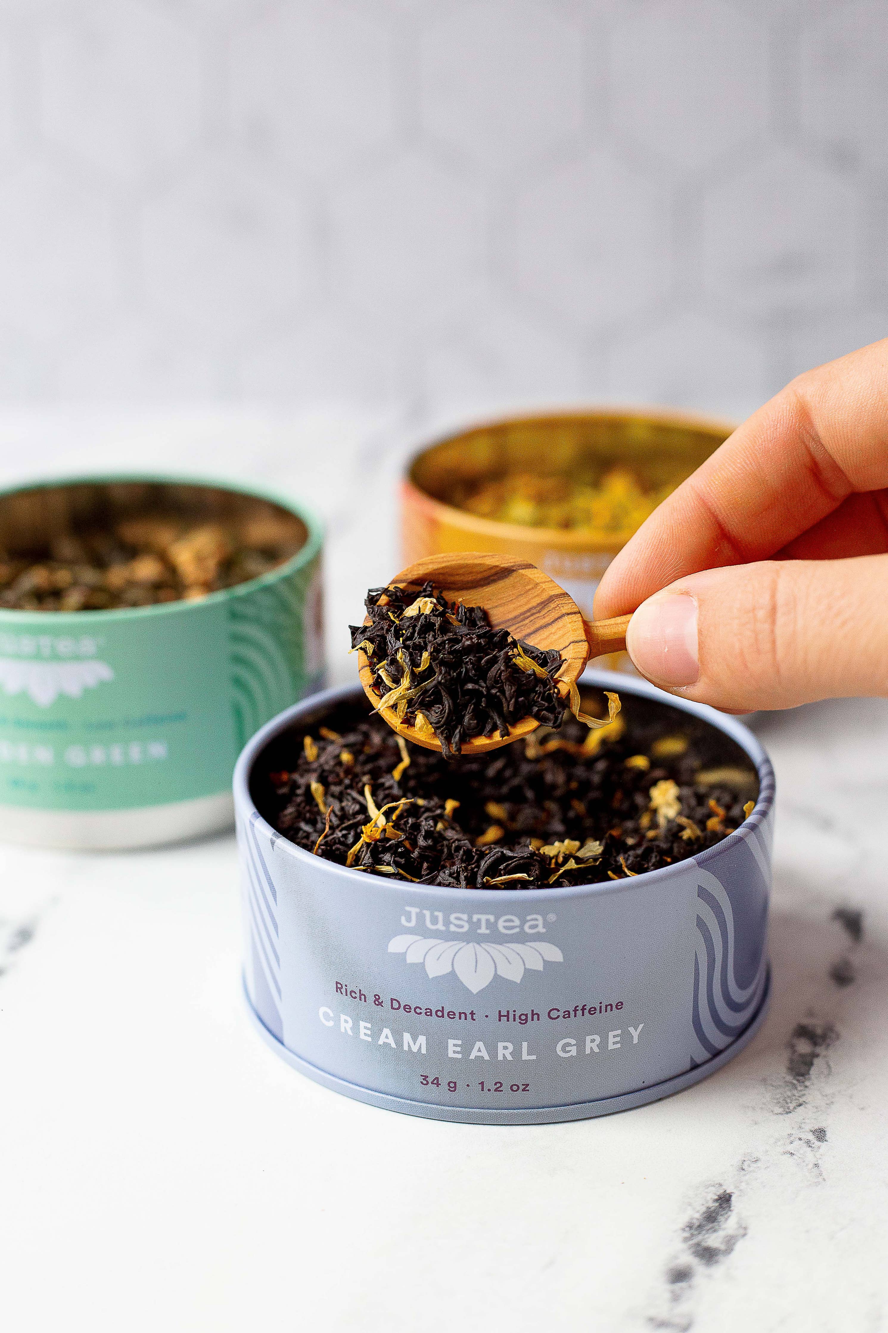 Assorted Trio Tin & Spoon - Organic Black, Green, Herbal Tea - Image 3