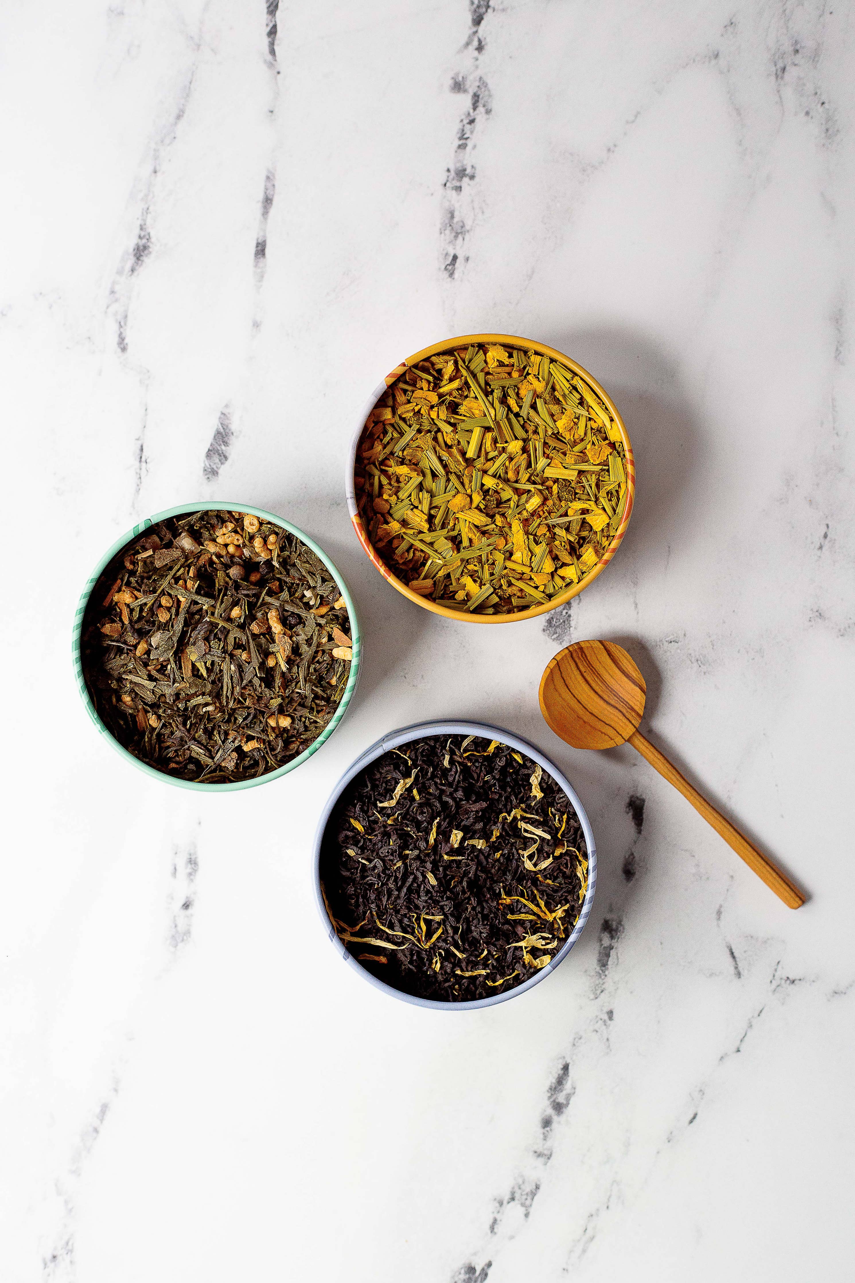 Assorted Trio Tin & Spoon - Organic Black, Green, Herbal Tea - Image 4