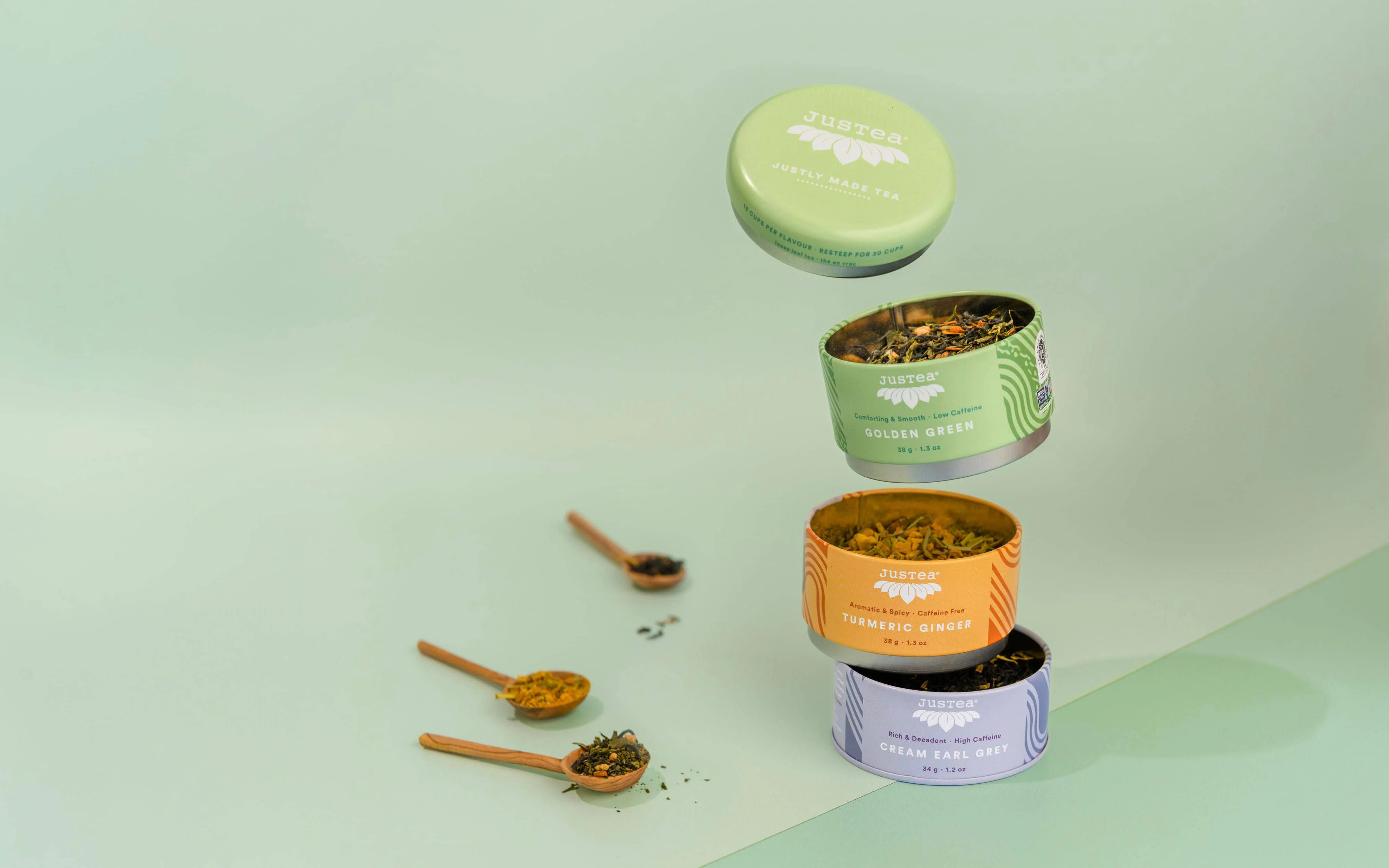 Assorted Trio Tin & Spoon - Organic Black, Green, Herbal Tea - Image 5