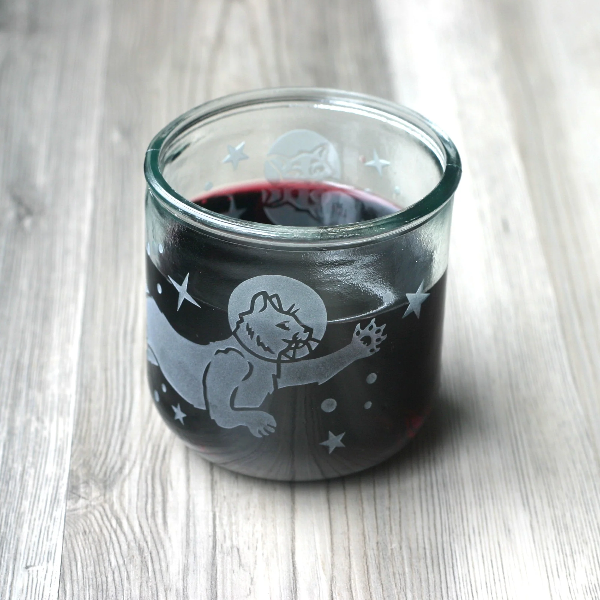 Astronaut Space Cats Rustic Recycled Glass Candle Cup - Image 3