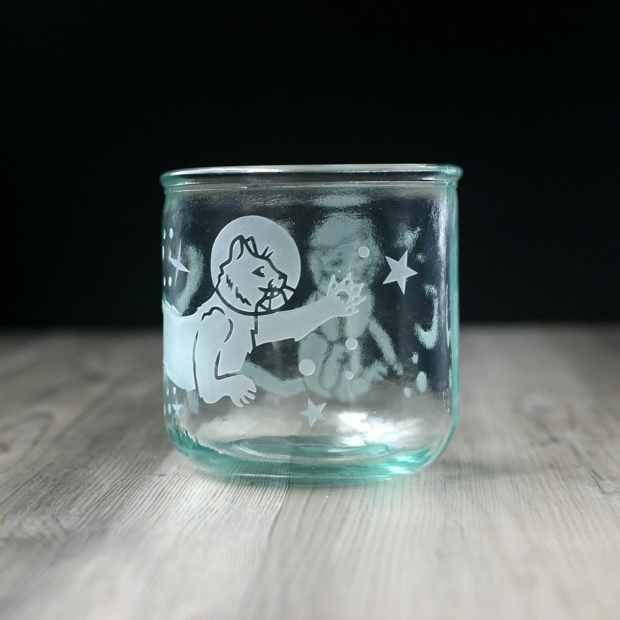 Astronaut Space Cats Rustic Recycled Glass Candle Cup - Image 6