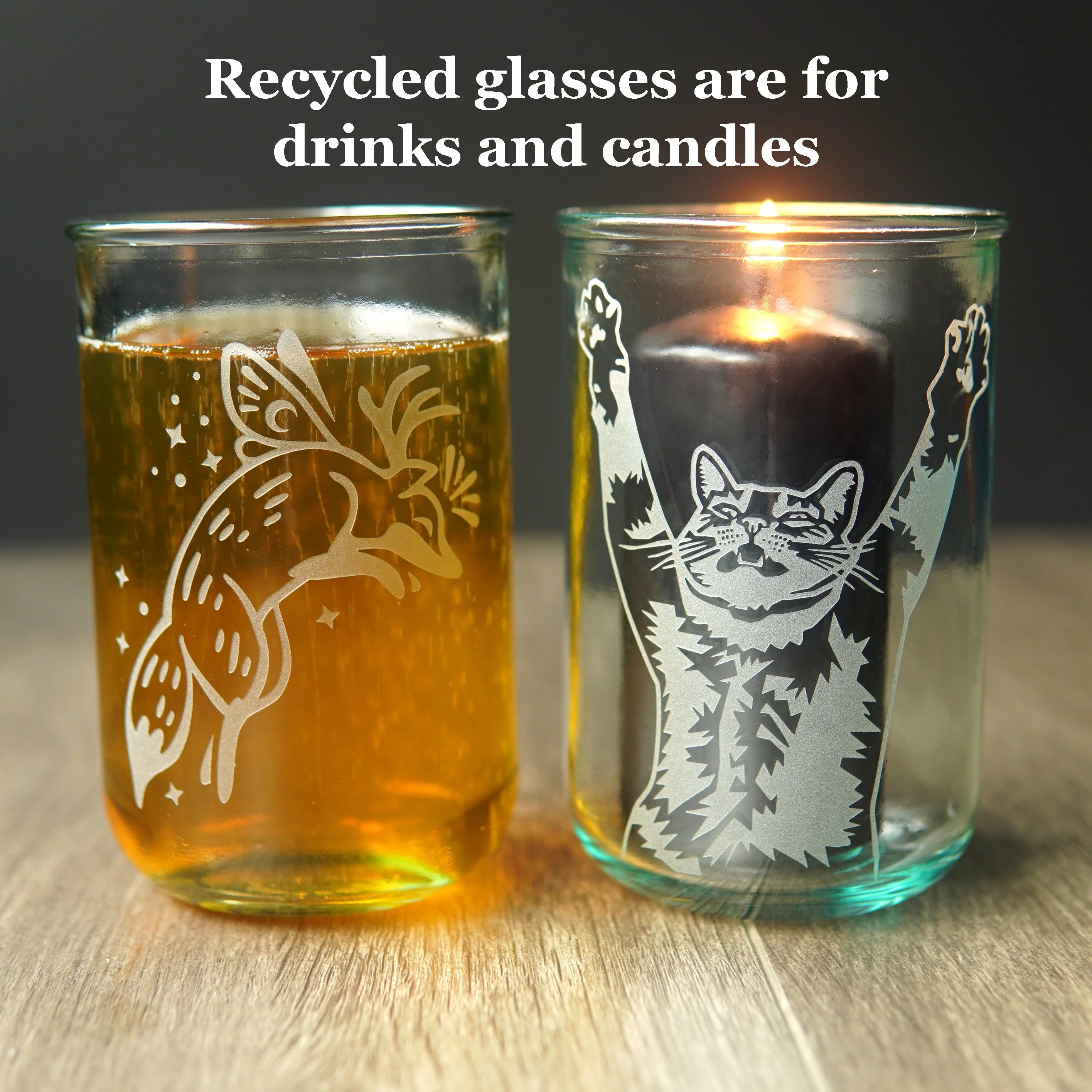 Astronaut Space Cats Rustic Recycled Glass Candle Cup - Image 8