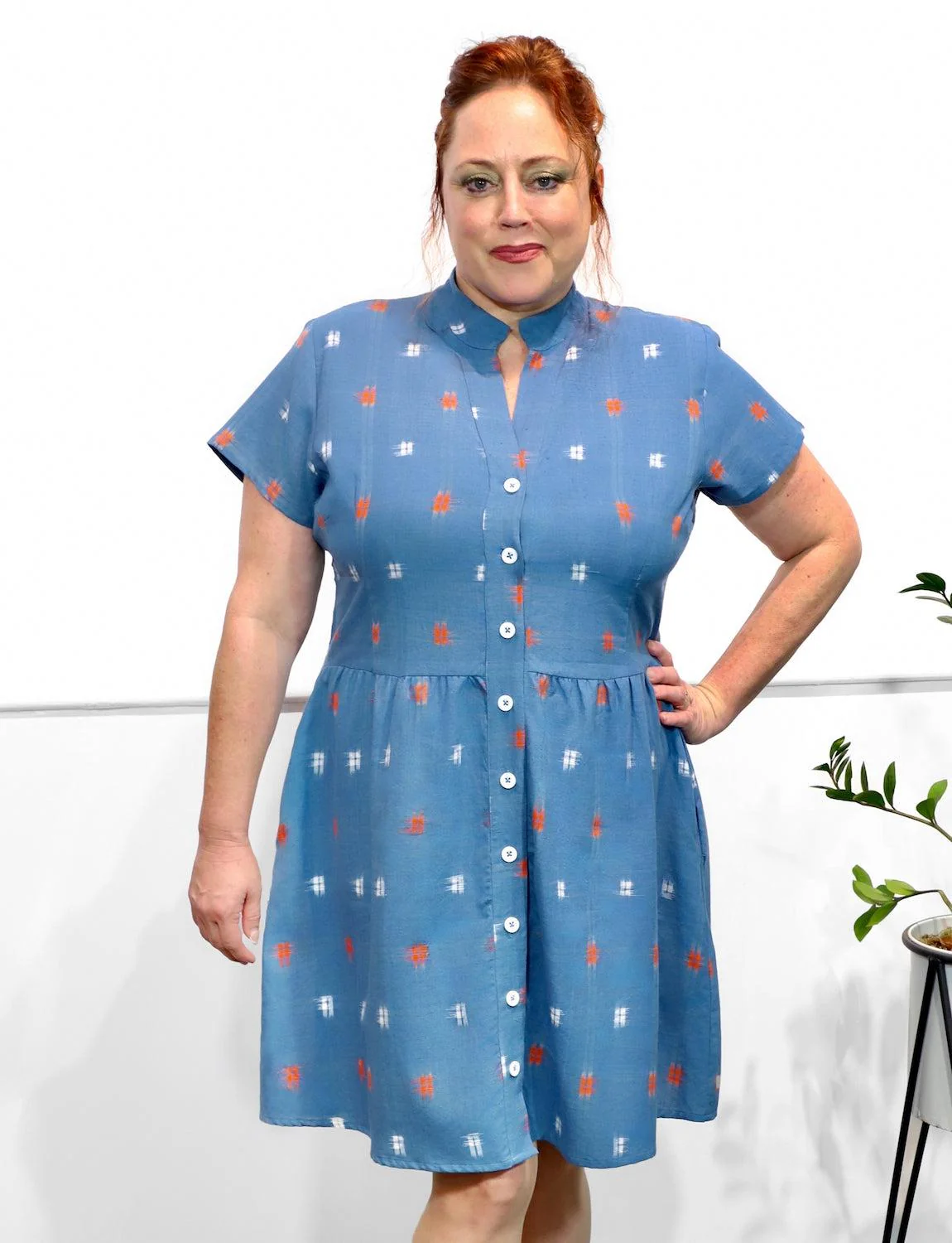 Azure Wash Organic Cotton Button Dress - Image 2