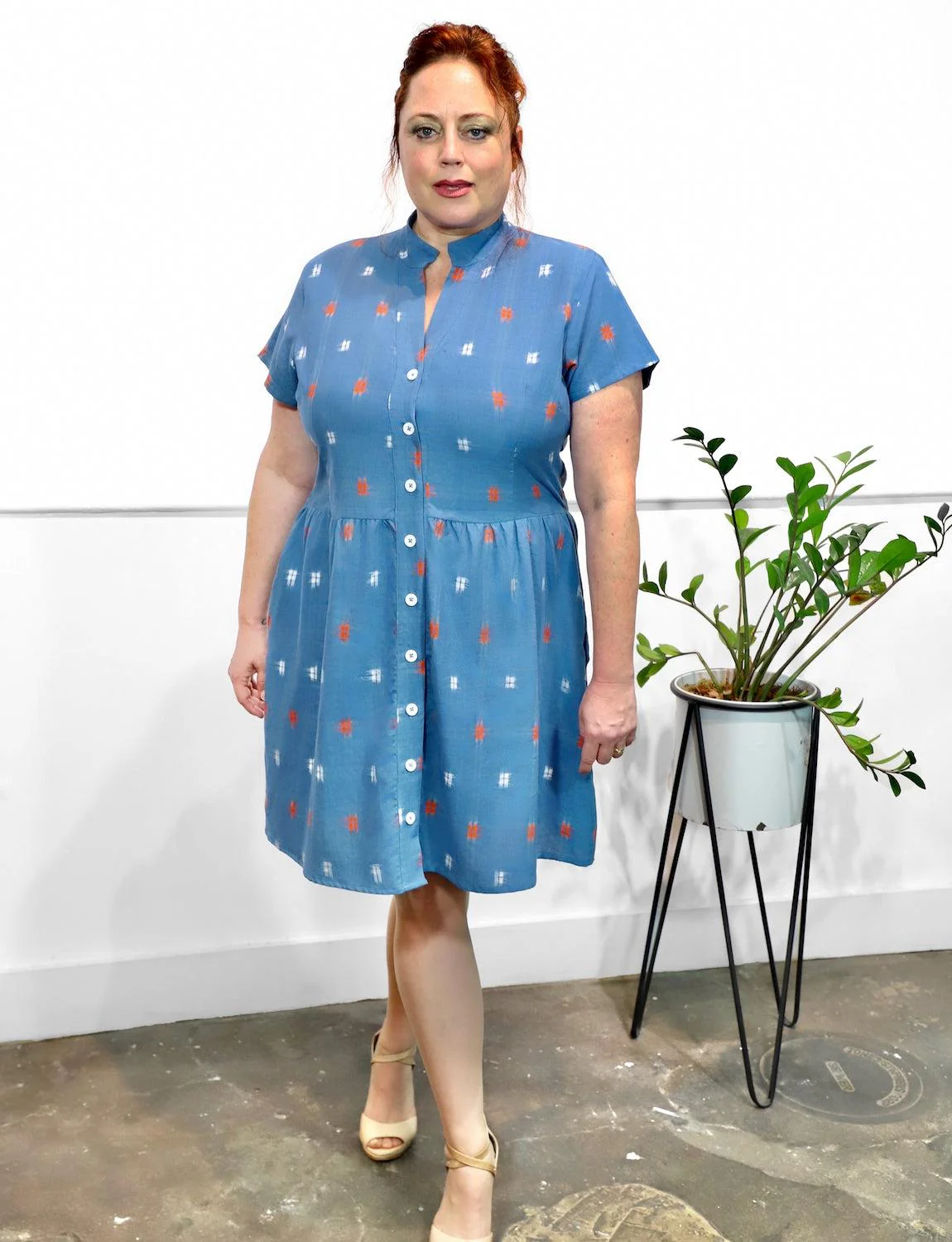 Azure Wash Organic Cotton Button Dress - Image 3