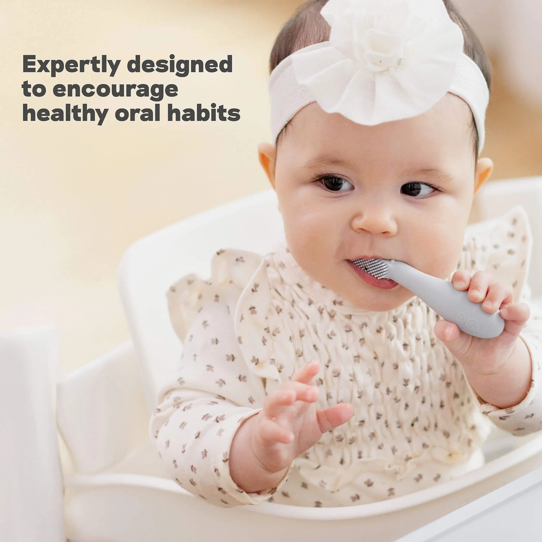 Baby-Led™ Toothbrush + Tongue Depressor in Pewter - Image 10