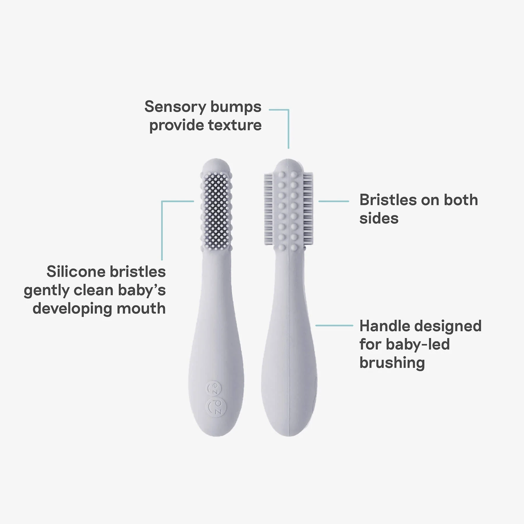 Baby-Led™ Toothbrush + Tongue Depressor in Pewter - Image 3