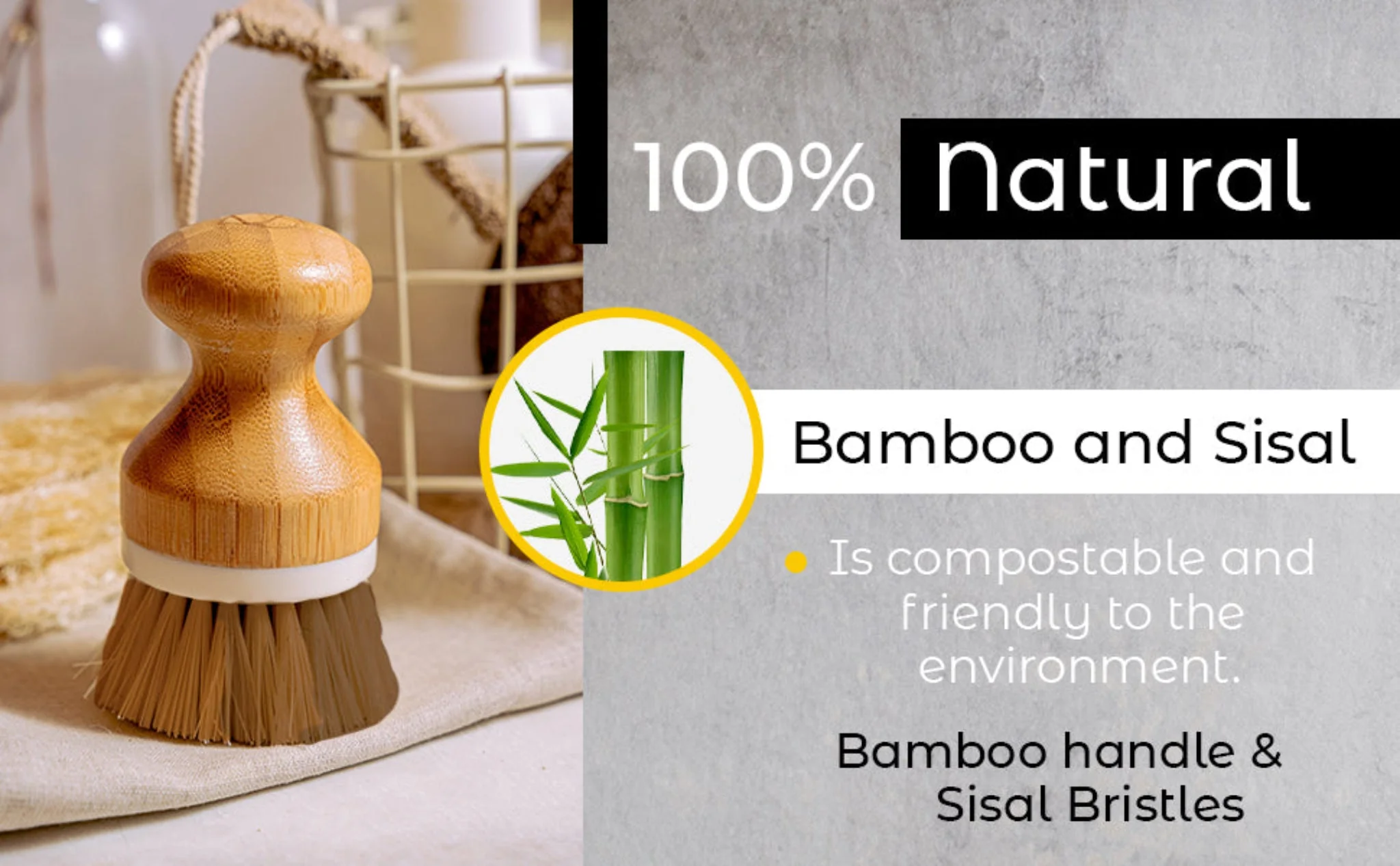 Bamboo Sisal Fiber Dish Brush - Image 6