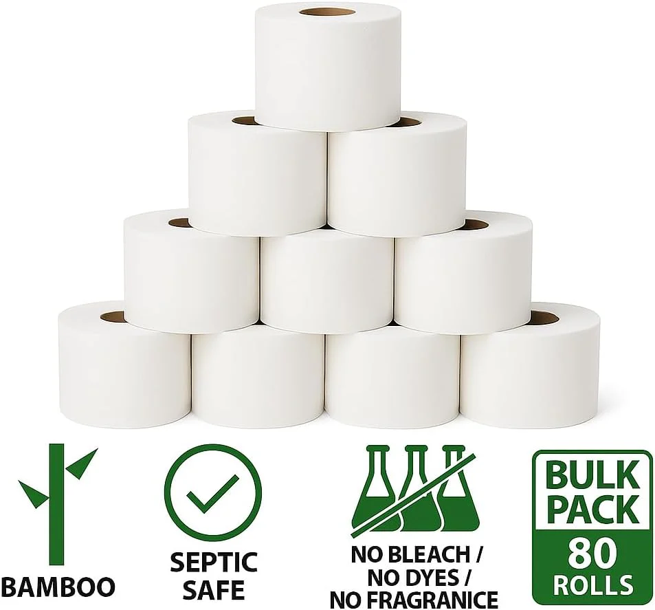 Bamboo Toilet Paper – 80 Rolls, 3-Ply, 400 Sheets, Bulk for Business, Commercial & Schools - Image 2