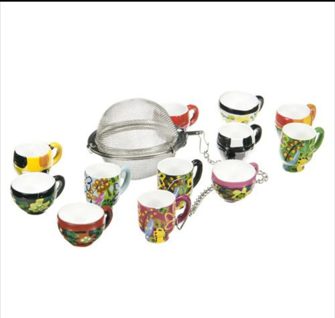 Banff Mesh Tea Ball Infuser w/ Painted Teacup Charm - Image 2