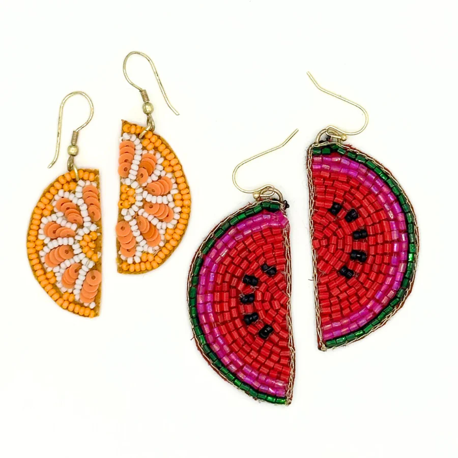 Beaded Fruit Earrings - Watermelon - Image 4