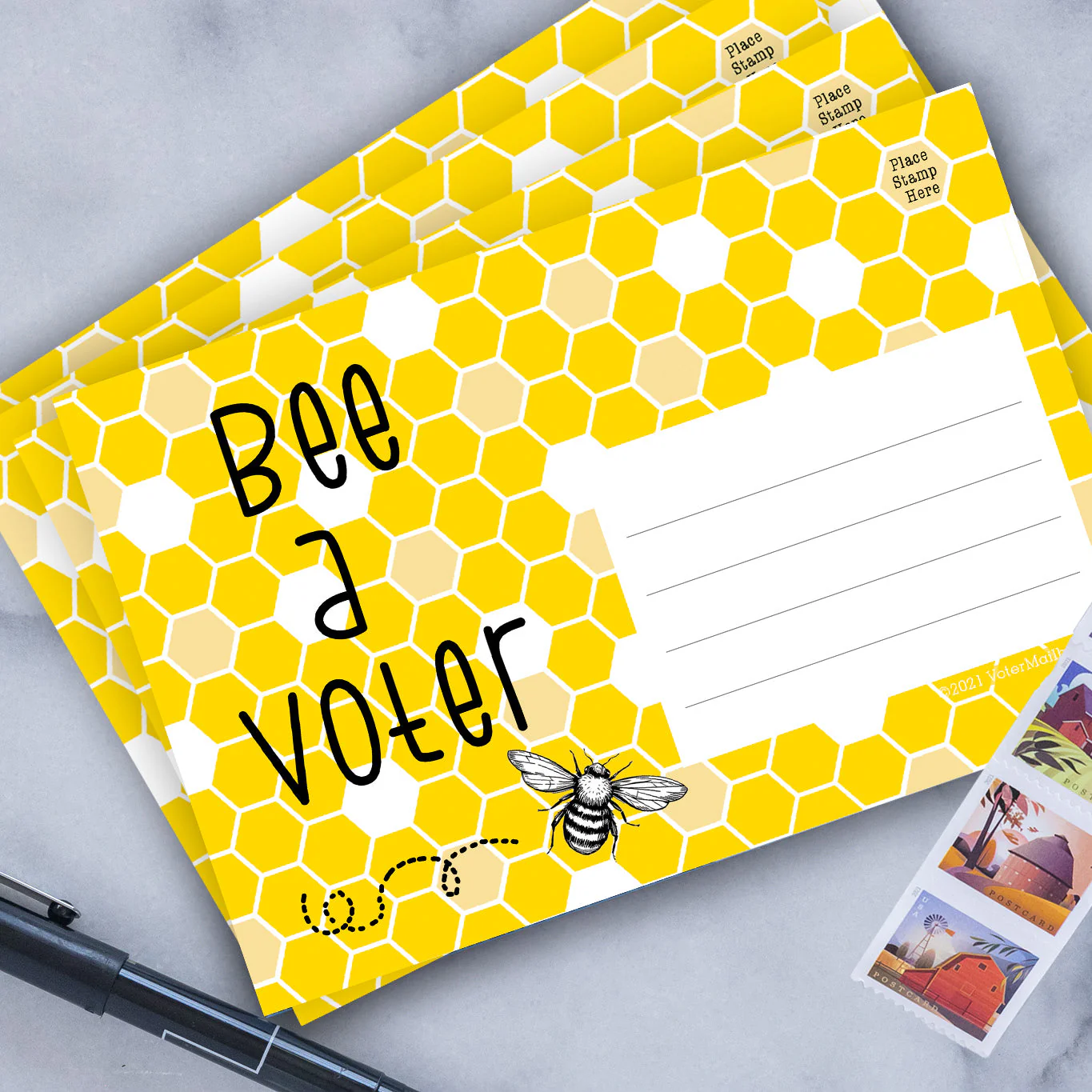 Bee A Voter Blank 4x6 Voter Postcards