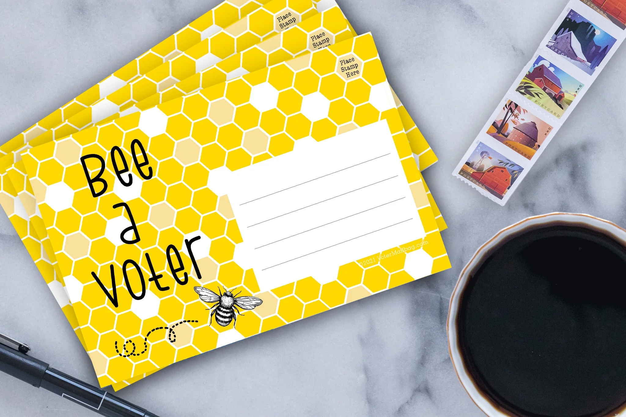 Bee A Voter Blank 4x6 Voter Postcards - Image 3