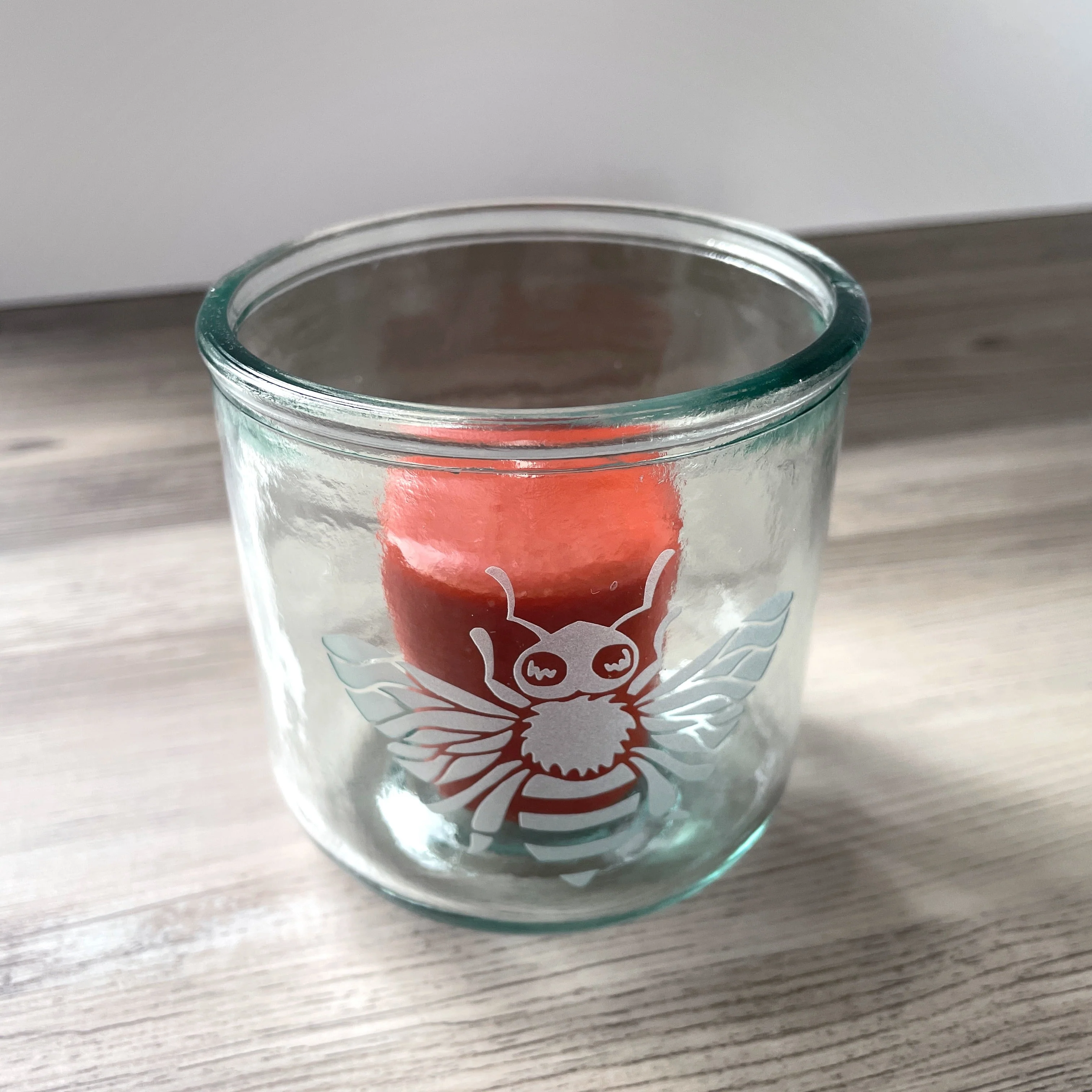 Bee Rustic Recycled Glass Candle Cup - Image 3