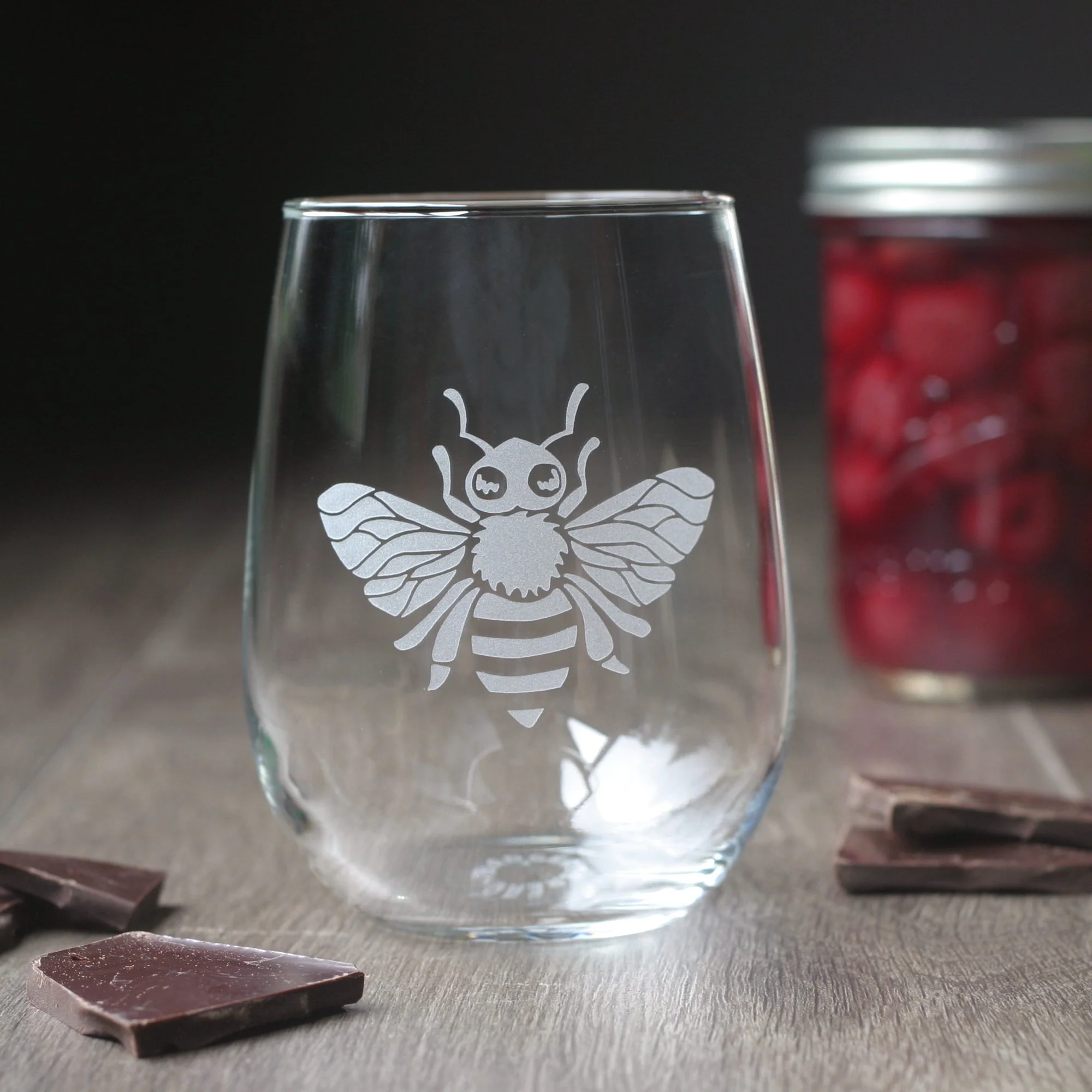 Bee Wine Glass - etched glassware - Image 2