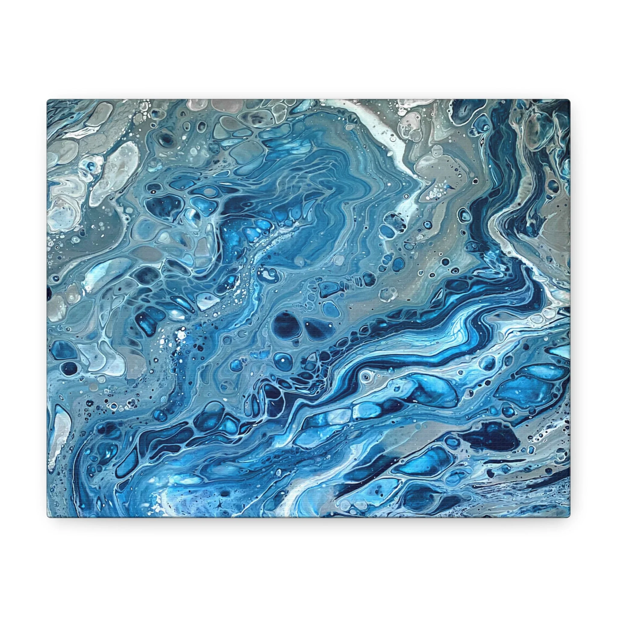 Bespattered Facade Blue Marble Stretched Matte Canvas Art Prints | Multiple Sizes - Image 2