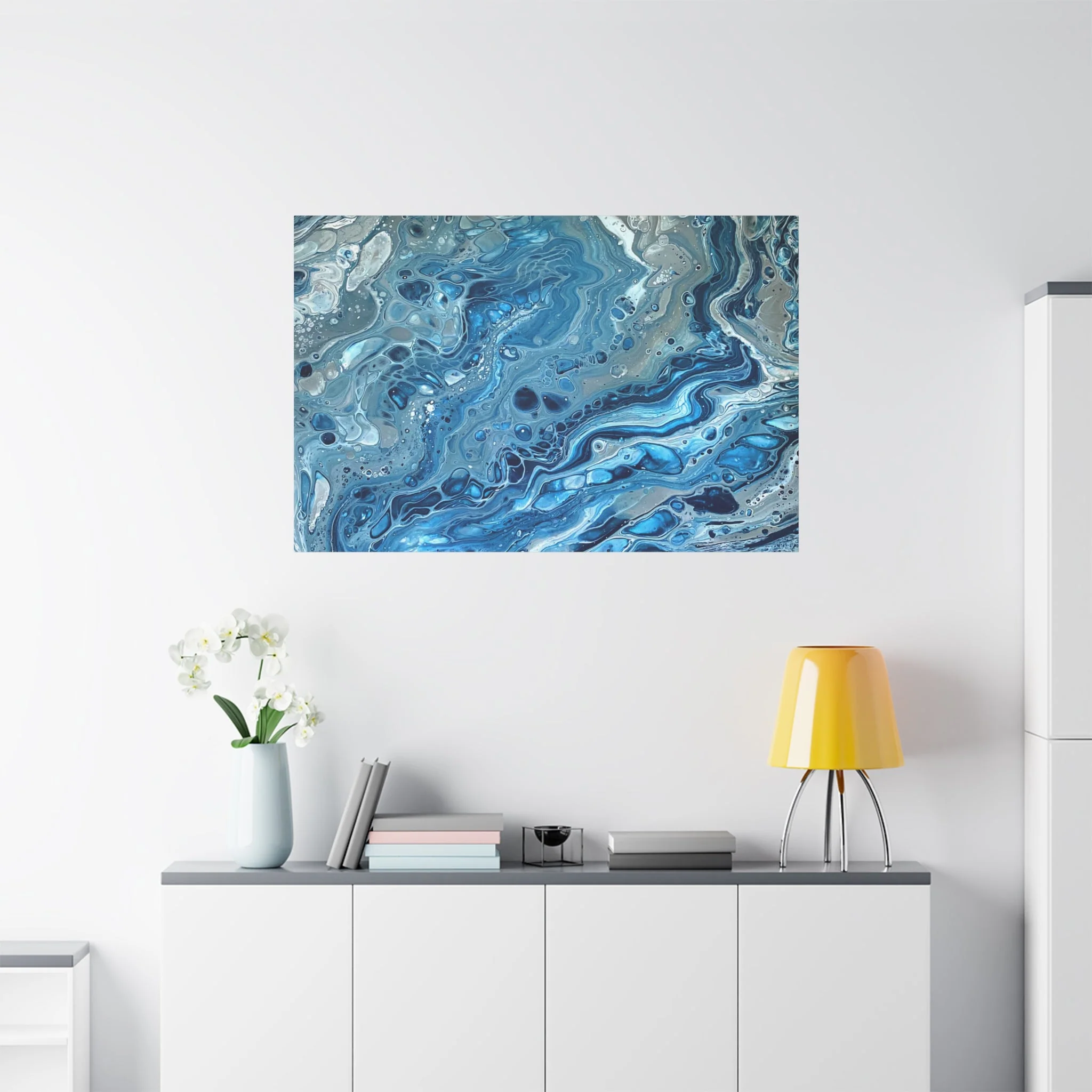 Bespattered Facade Blue Marble Stretched Matte Canvas Art Prints | Multiple Sizes - Image 27