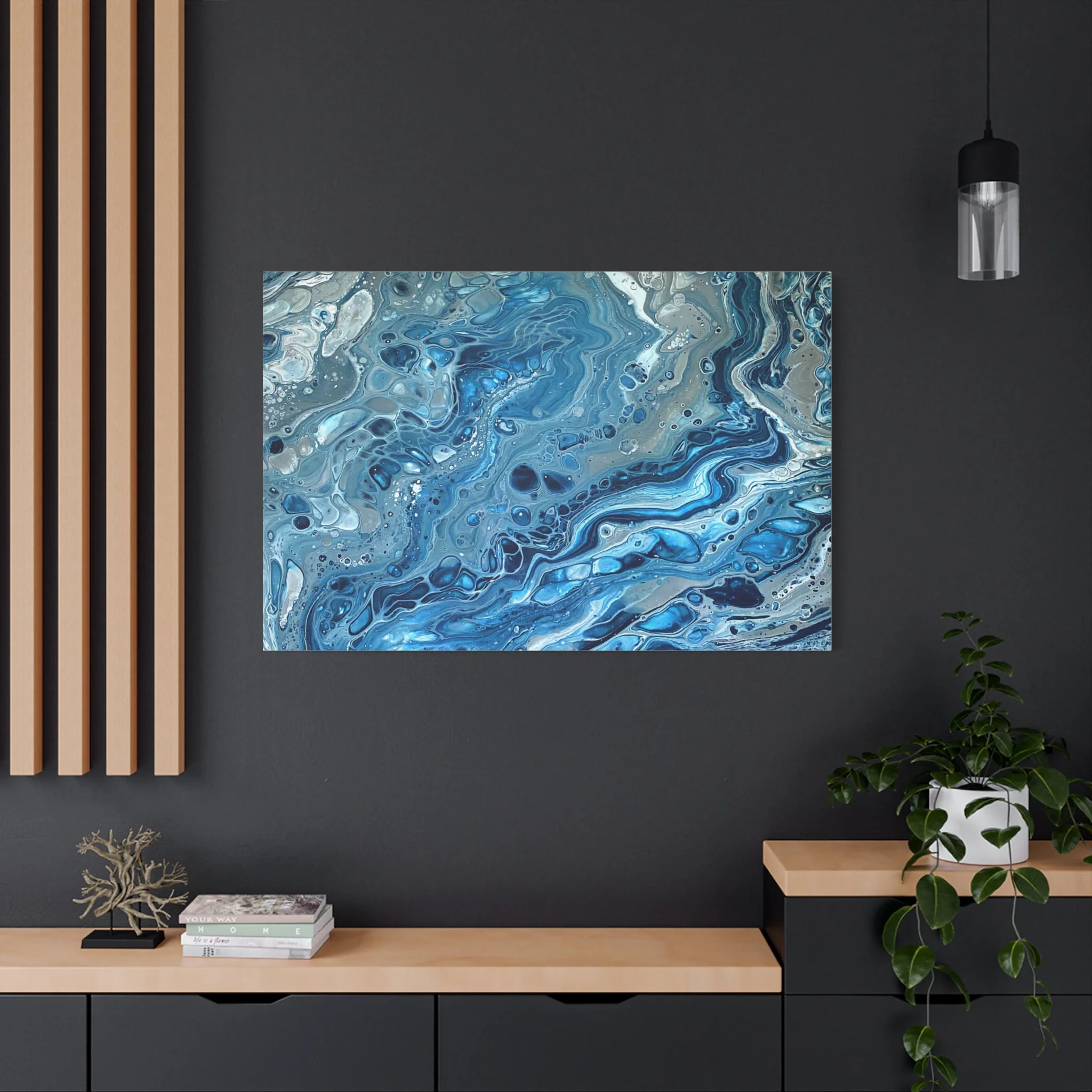 Bespattered Facade Blue Marble Stretched Matte Canvas Art Prints | Multiple Sizes - Image 28