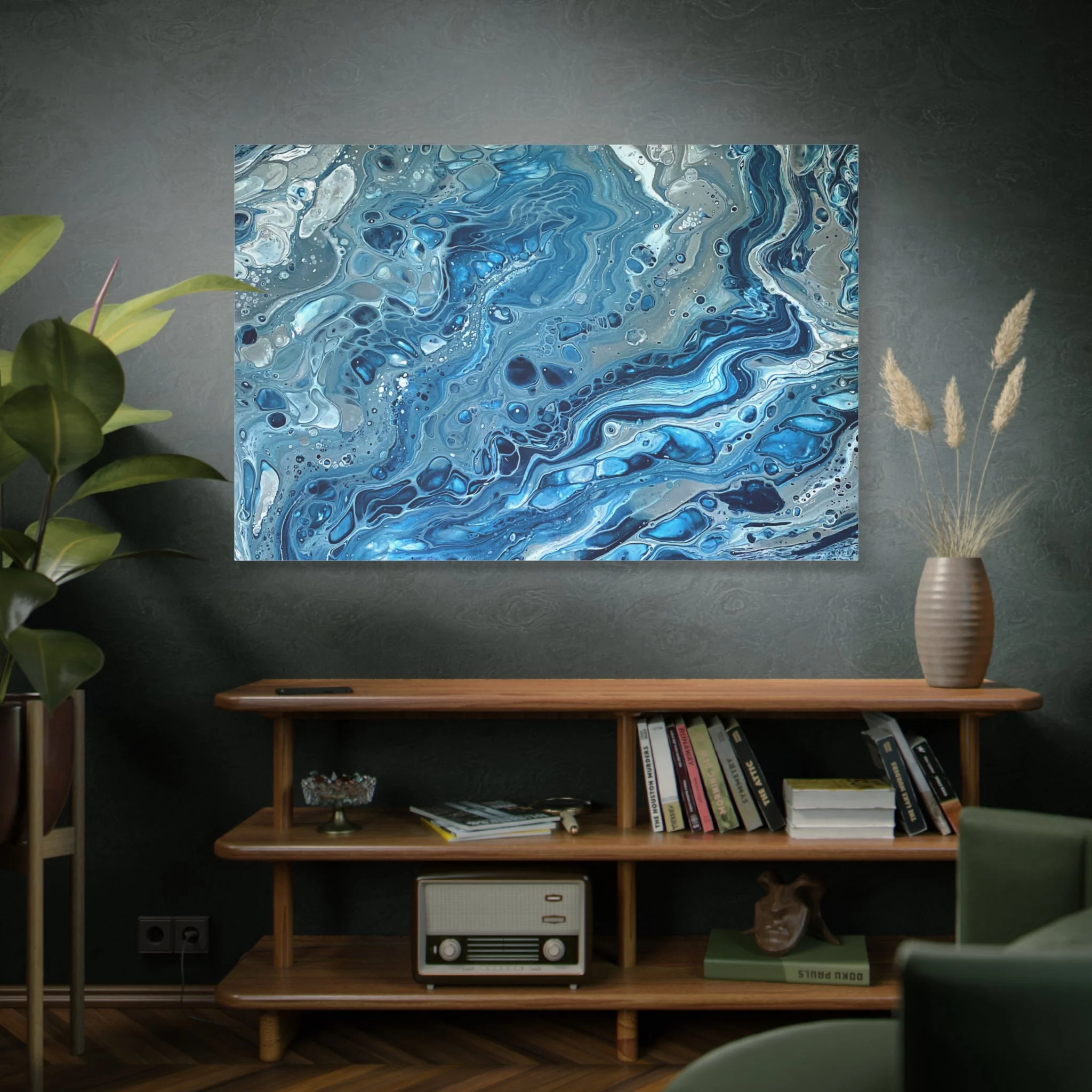 Bespattered Facade Blue Marble Stretched Matte Canvas Art Prints | Multiple Sizes - Image 29
