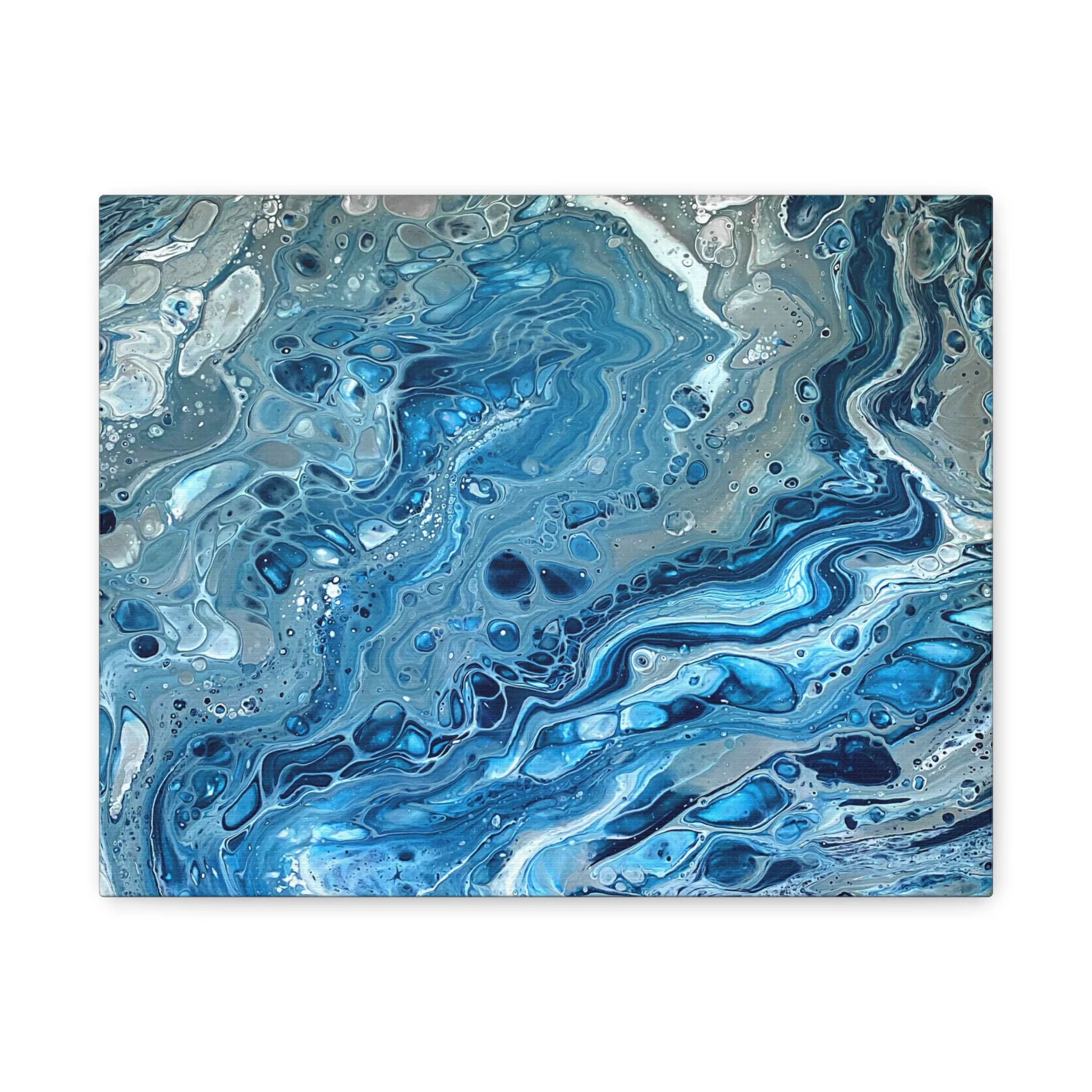 Bespattered Facade Blue Marble Stretched Matte Canvas Art Prints | Multiple Sizes - Image 3