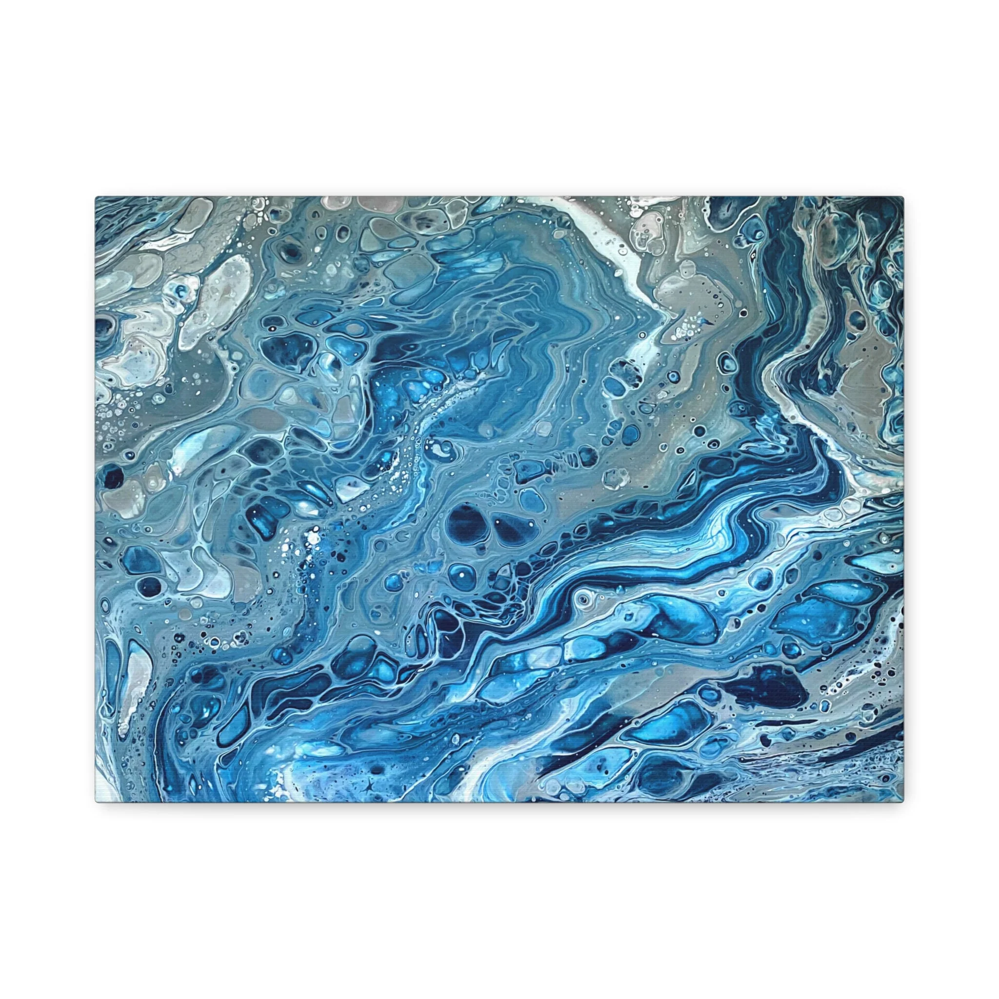 Bespattered Facade Blue Marble Stretched Matte Canvas Art Prints | Multiple Sizes - Image 4