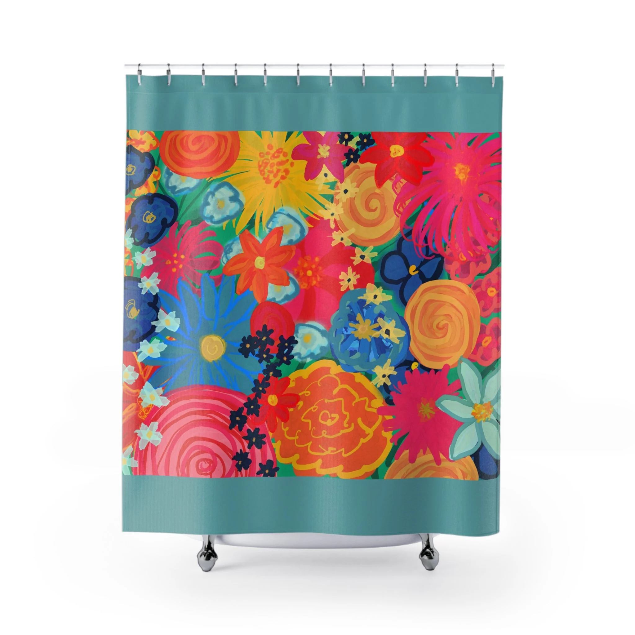 Bespattered Facade Bold Florals Shower Curtain - Image 2