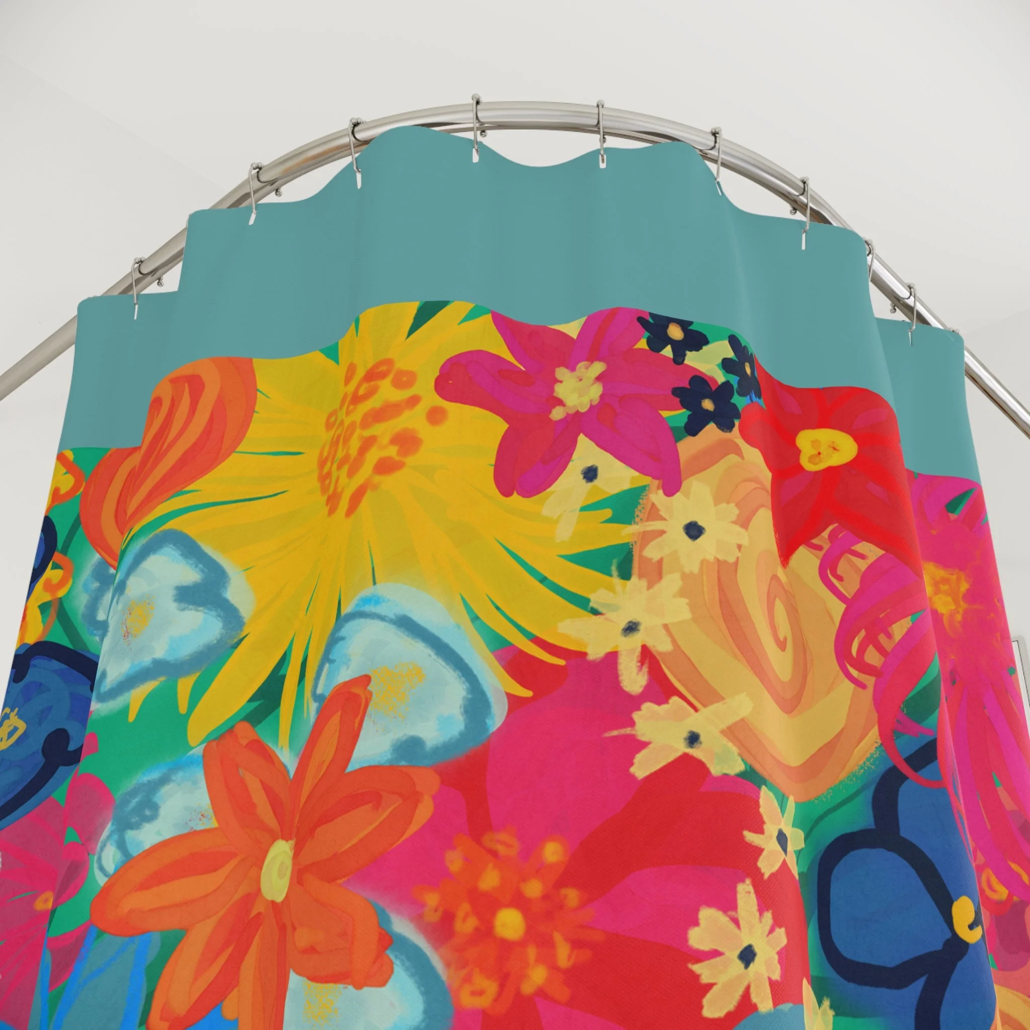 Bespattered Facade Bold Florals Shower Curtain - Image 3