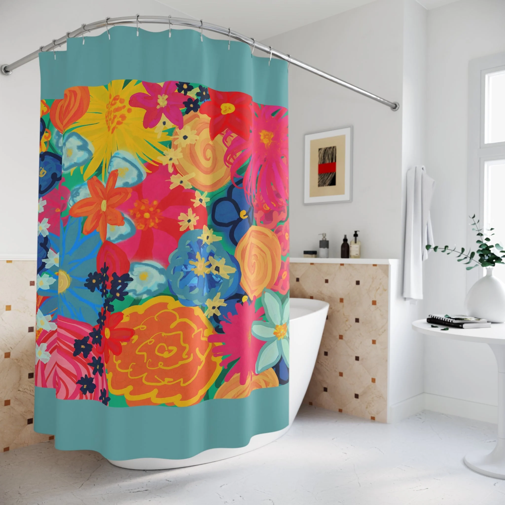 Bespattered Facade Bold Florals Shower Curtain - Image 4