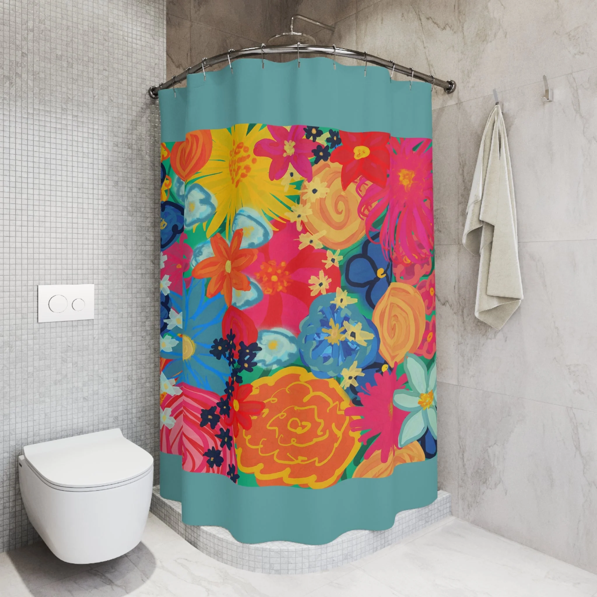 Bespattered Facade Bold Florals Shower Curtain - Image 5