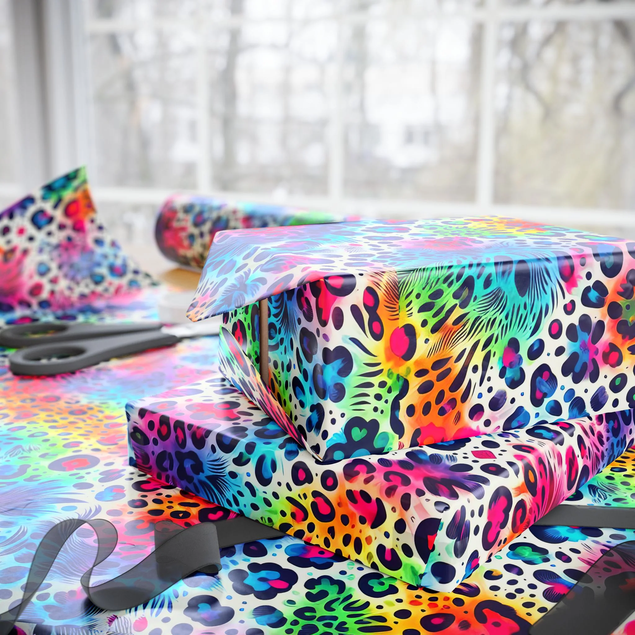 Bespattered Facade Colorful Animal Print Wrapping Paper | Three Sizes | Glossy or Matte - Image 3