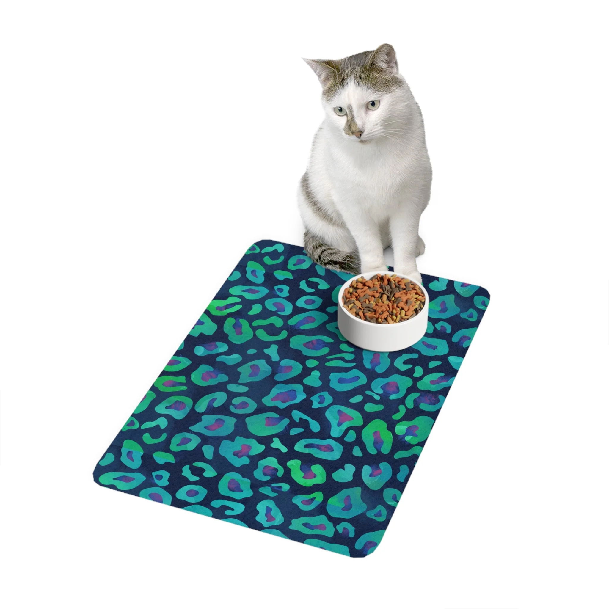 Bespattered Facade Emerald Leopard Pet Food Mat - Image 2