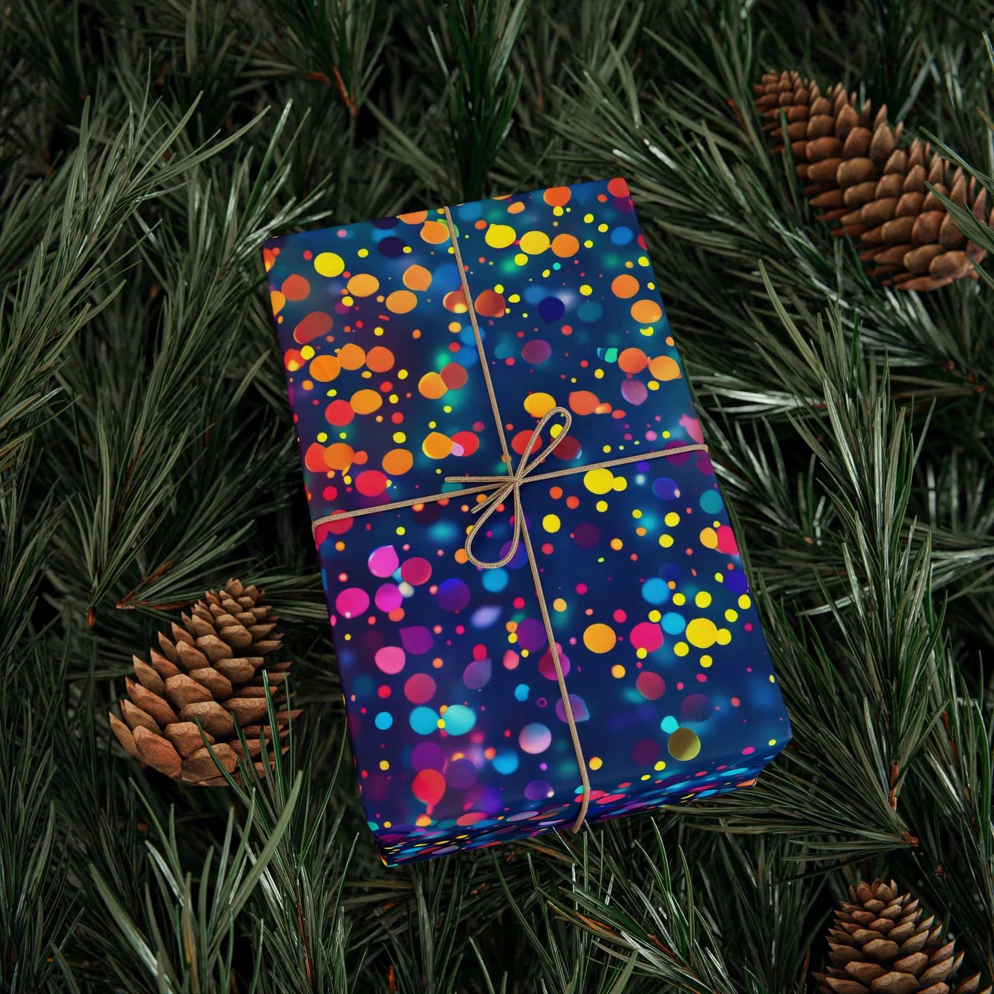 Bespattered Facade Party Time Rainbow Confetti Dots Wrapping Paper | Three Sizes | Glossy or Matte - Image 4