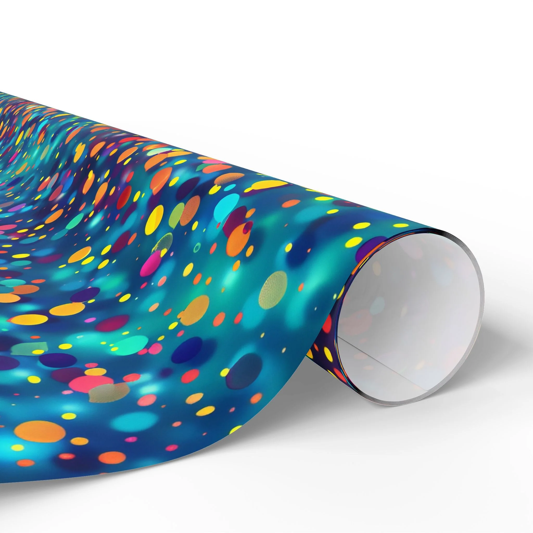 Bespattered Facade Party Time Rainbow Confetti Dots Wrapping Paper | Three Sizes | Glossy or Matte - Image 5