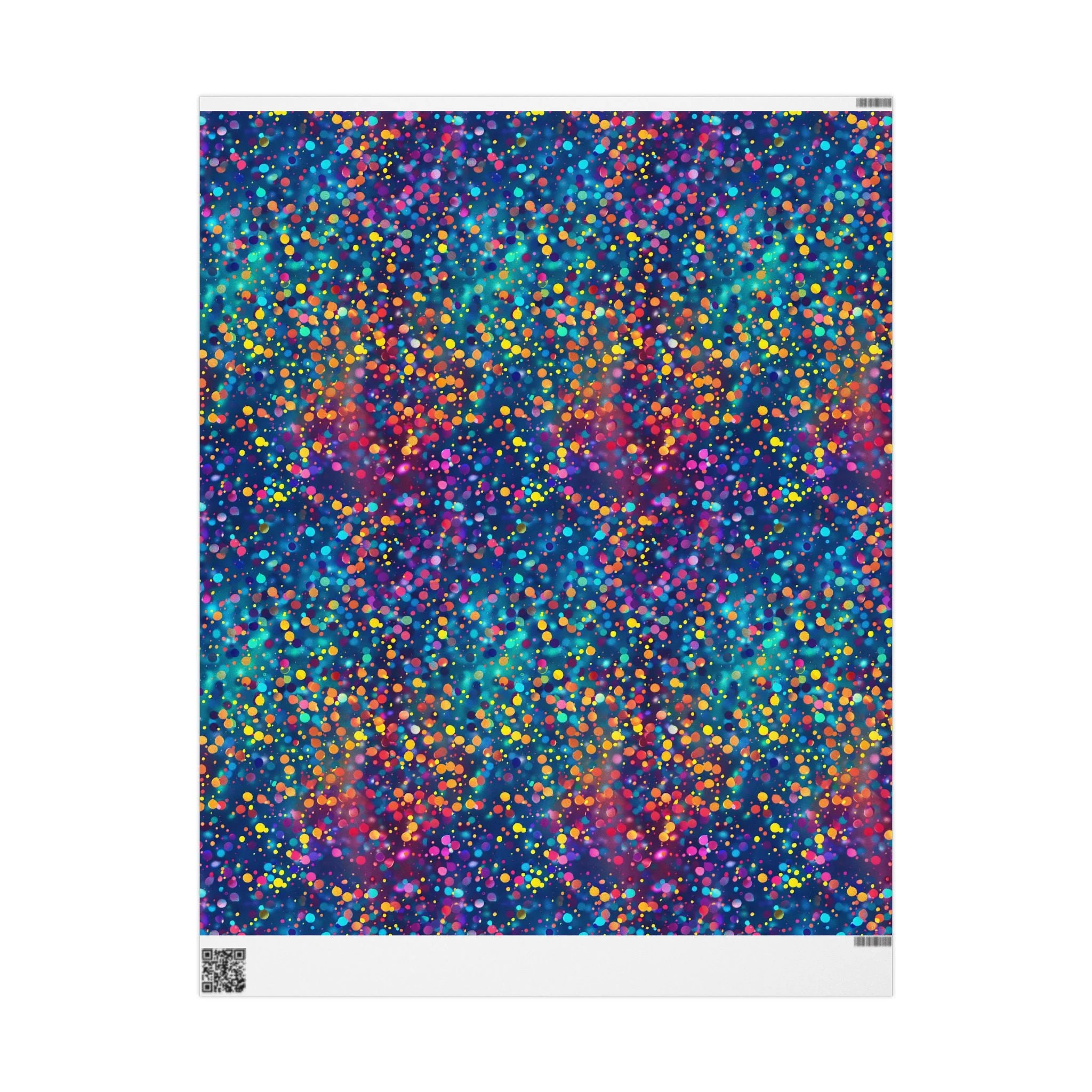 Bespattered Facade Party Time Rainbow Confetti Dots Wrapping Paper | Three Sizes | Glossy or Matte - Image 6