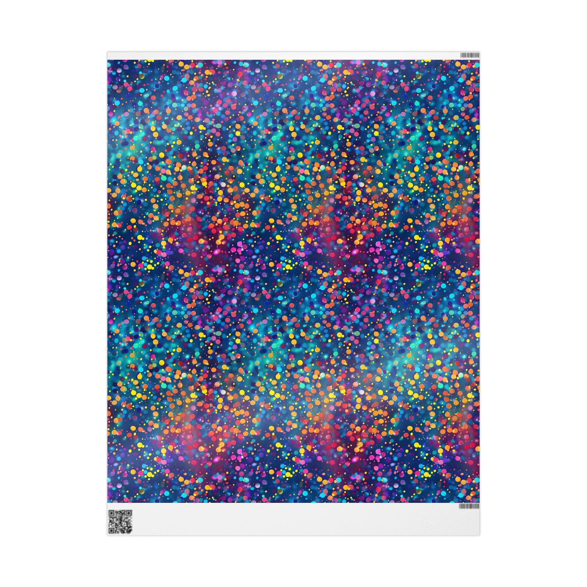 Bespattered Facade Party Time Rainbow Confetti Dots Wrapping Paper | Three Sizes | Glossy or Matte - Image 7