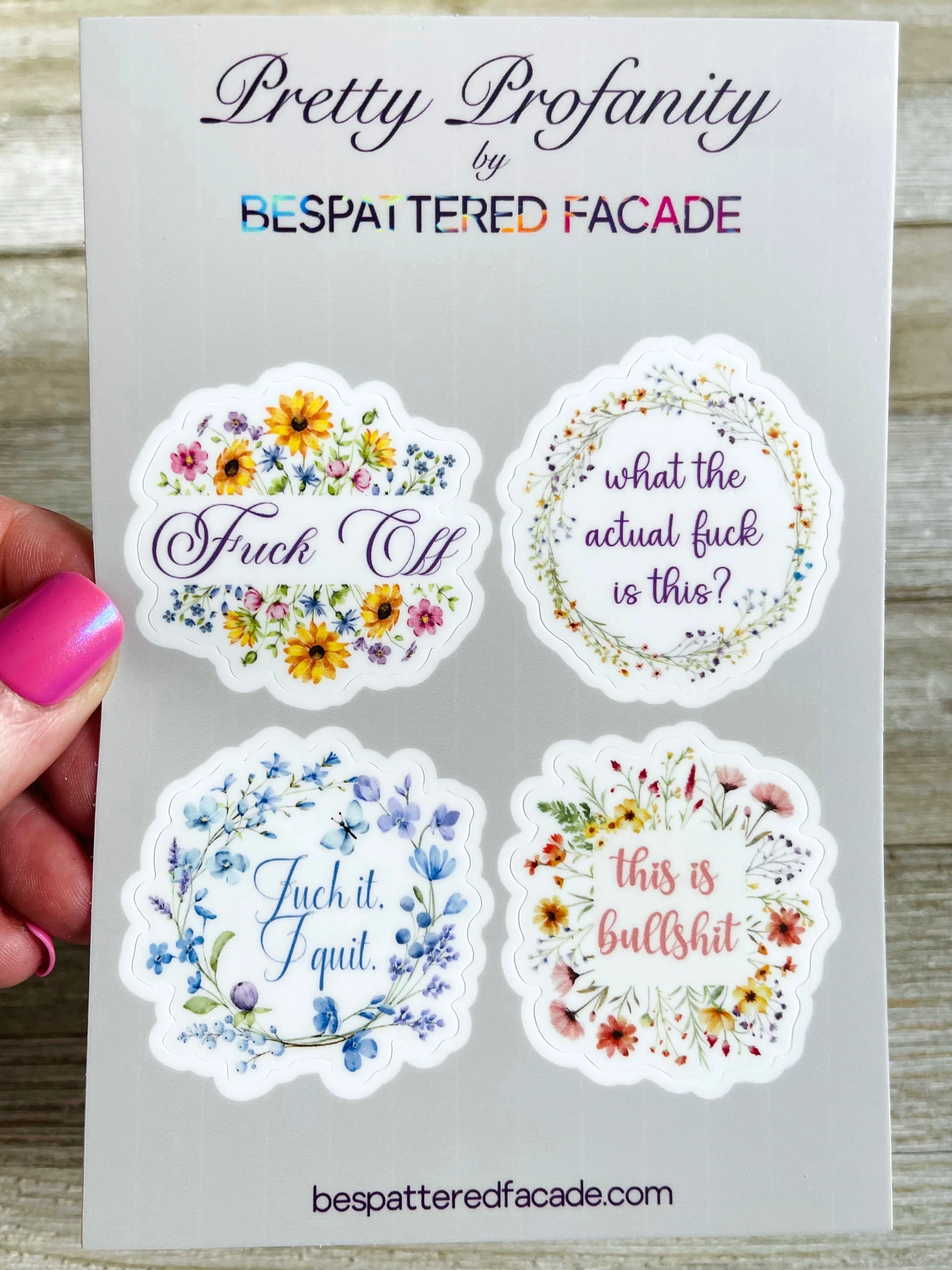 Bespattered Facade Pretty Profanity Floral Watercolor Flowers Sticker Sheet - Image 2