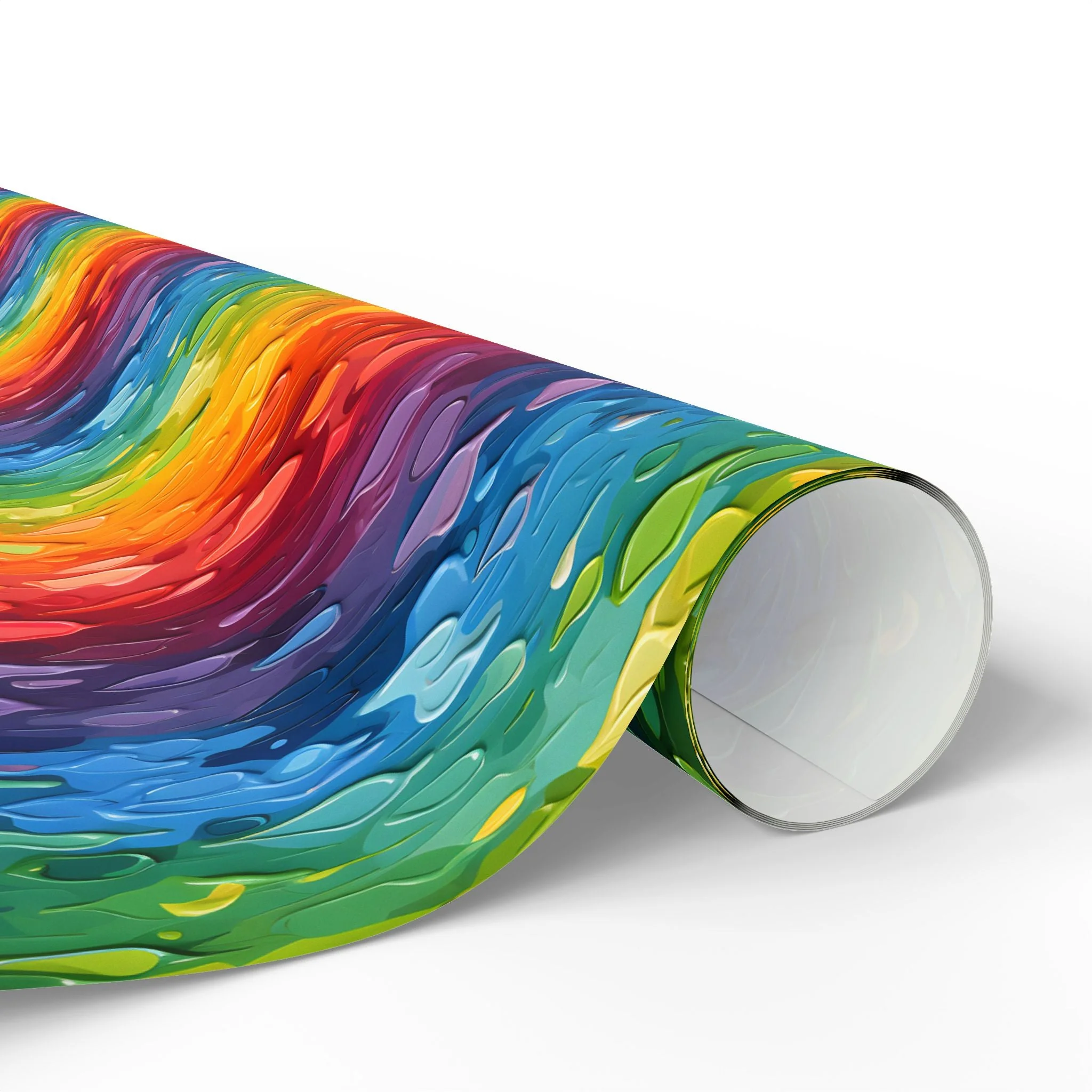 Bespattered Facade Rainbow Brushstrokes Wrapping Paper | Three Sizes | Glossy or Matte - Image 5