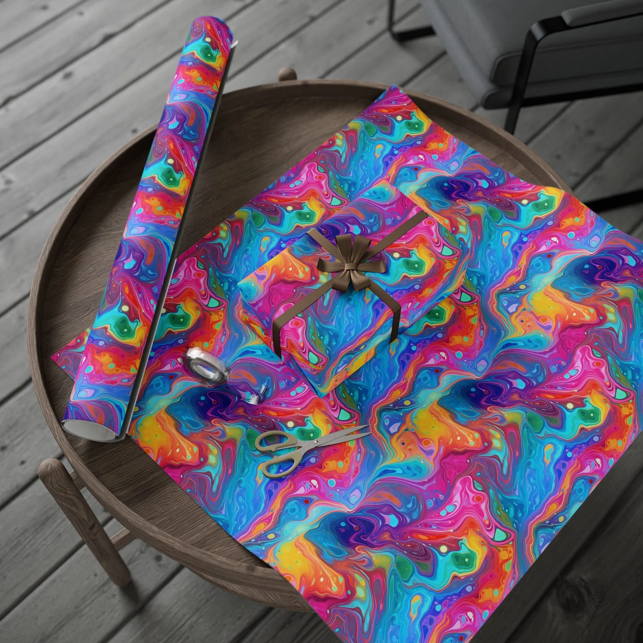 Bespattered Facade Rainbow Flow Wrapping Paper | Three Sizes | Glossy or Matte - Image 3