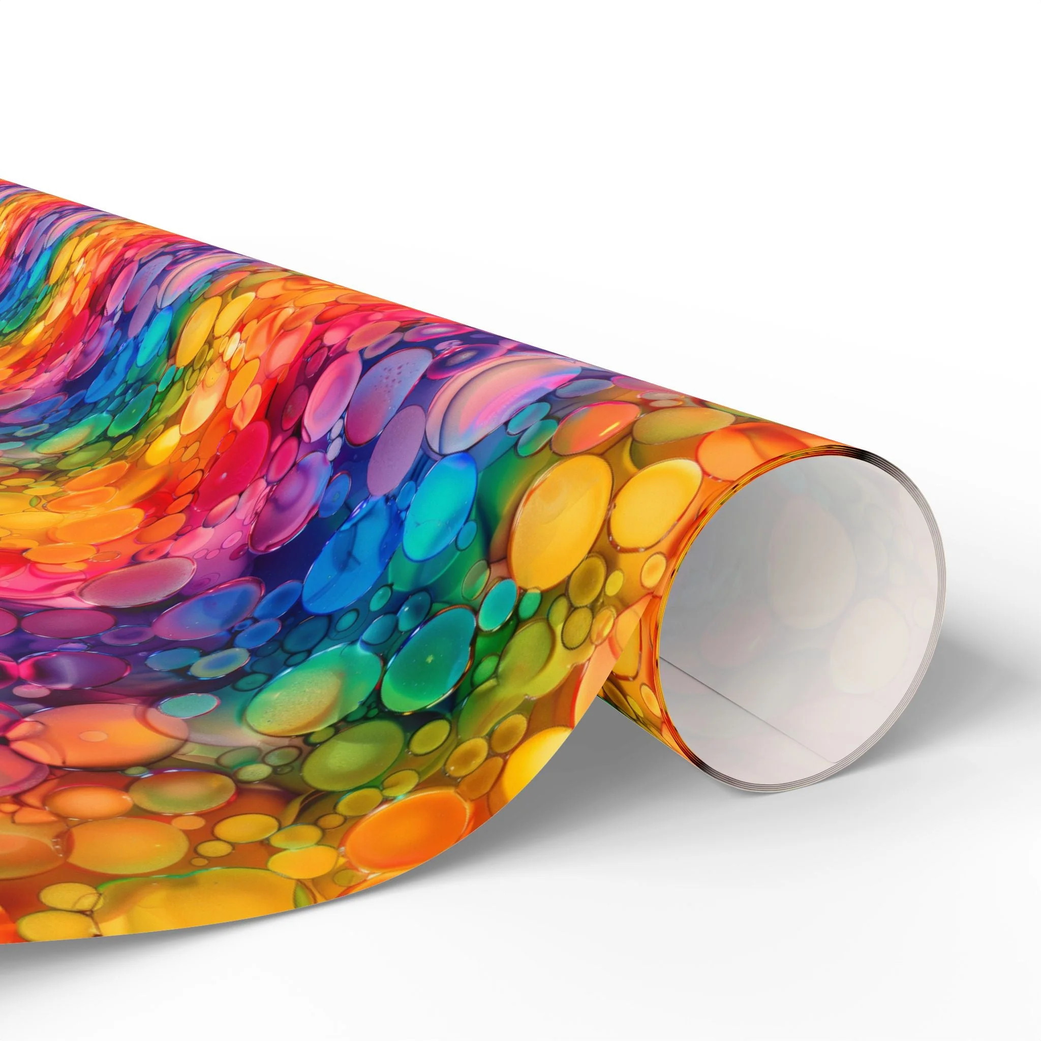 Bespattered Facade Rainbow Ink Circles Wrapping Paper | Three Sizes | Glossy or Matte - Image 3